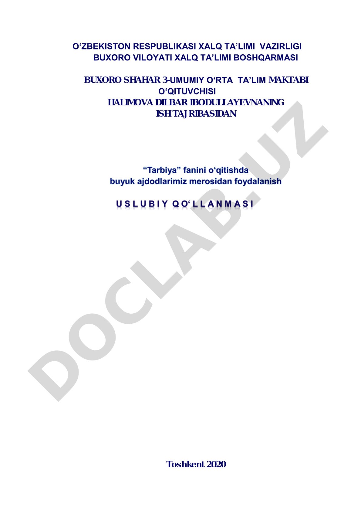 Tarbiya fanida buyuk ajdodlar merosidan foydalanish