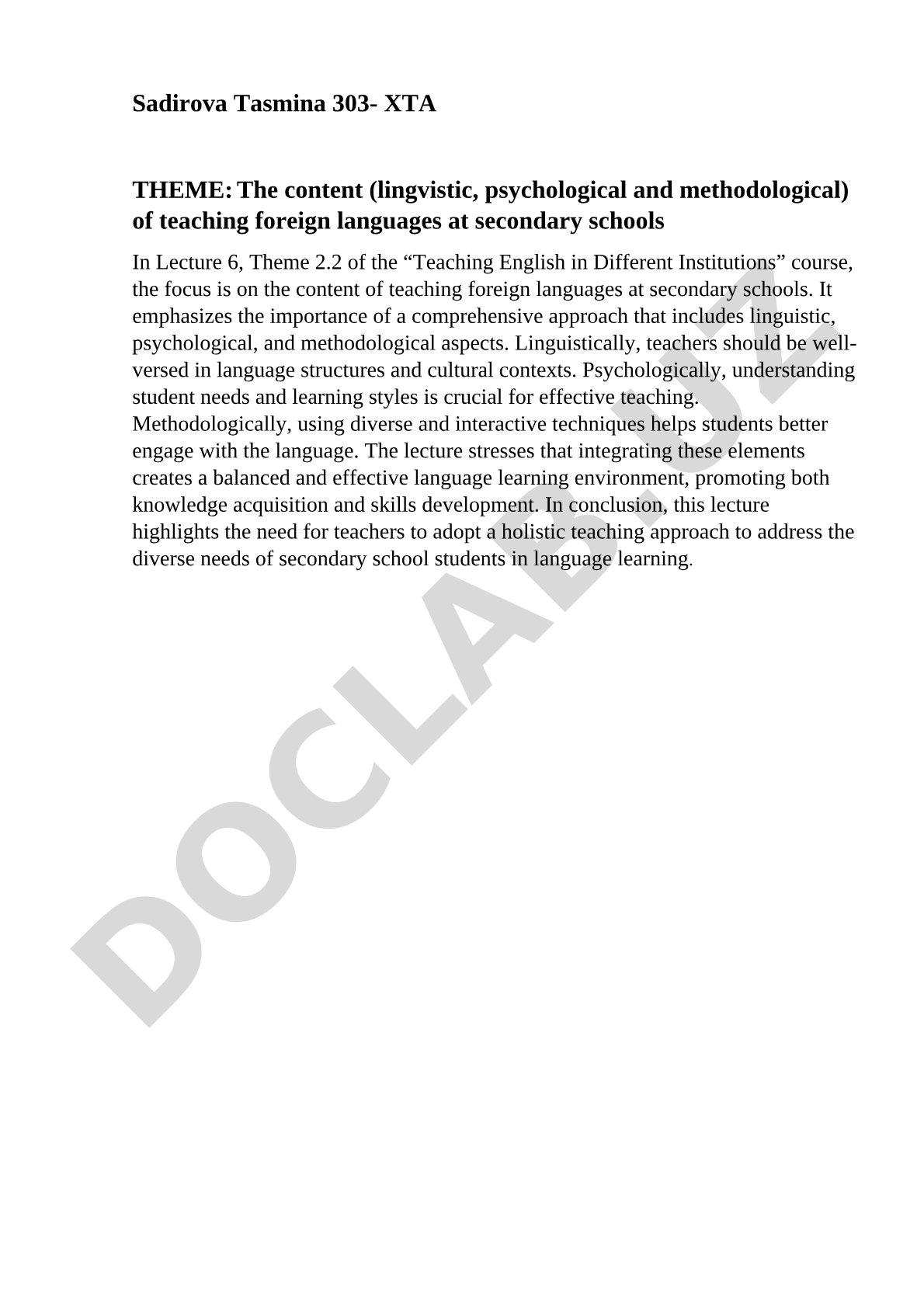 The content (lingvistic, рsychological and methodological) of teaching foreign languages at secondary schools