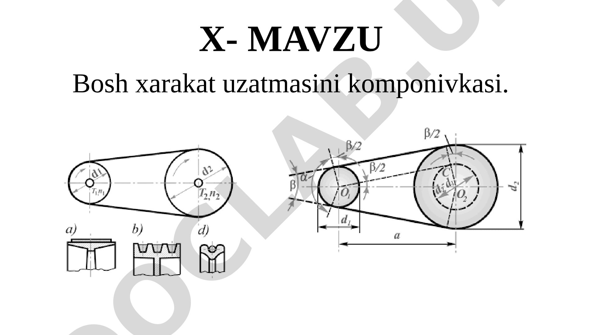Bosh xarakat uzatmasini komponivkasi