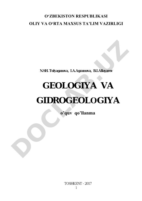 Geologiya va gidrogeologiya