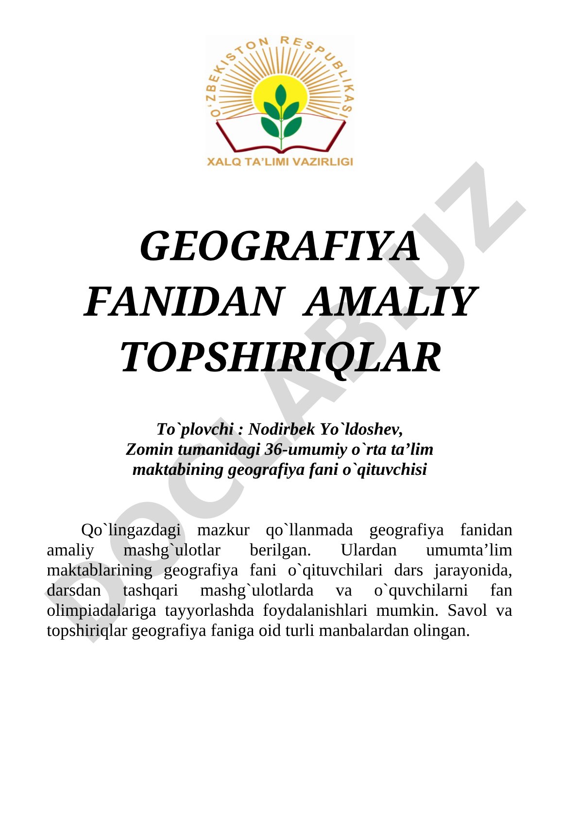 Geografiya fanidan amaliy topshiriqlar