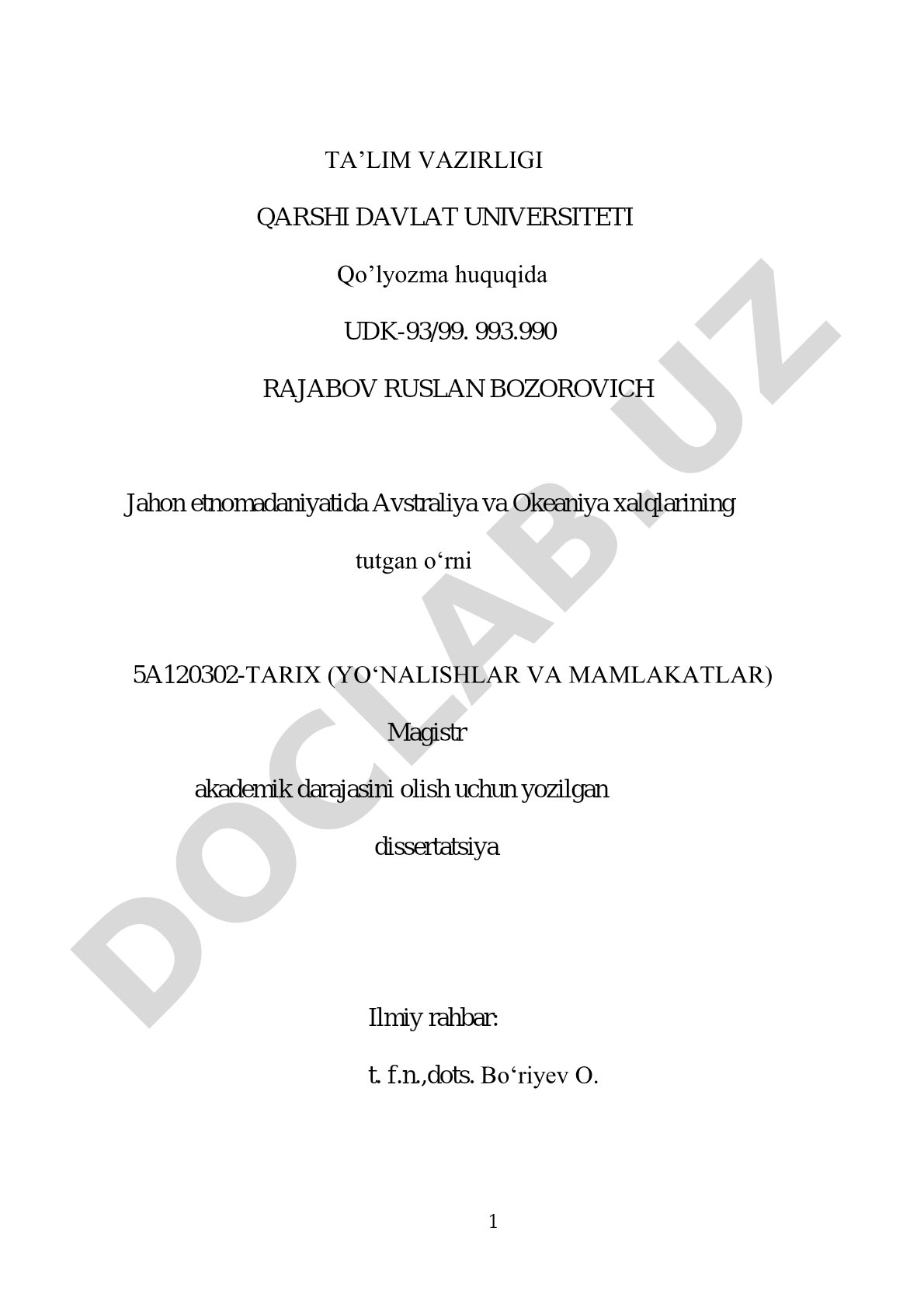 Jahon etnomadaniyatida Avstraliya va Okeaniya xalqlarining tutgan o'rni