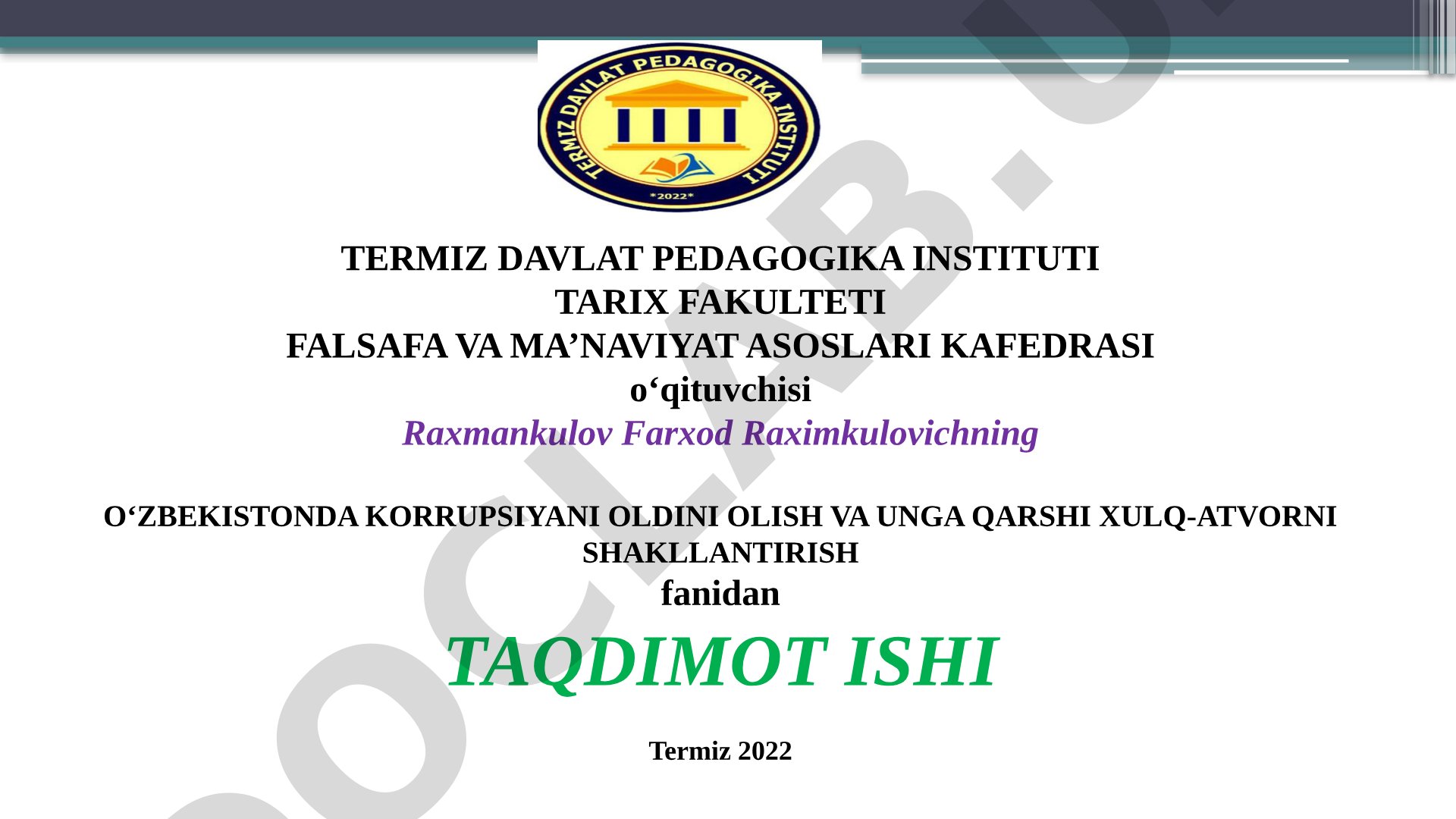 Korrupsiyaga qarshi komplayens nazorat tizimining tushunchasi va rivojlanish bosqichlari