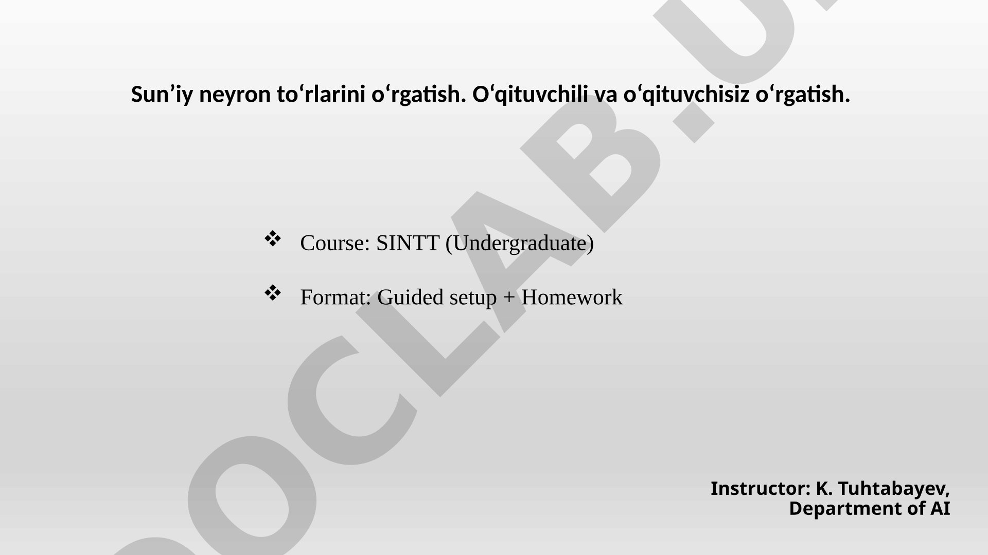 Sun’iy neyron to‘rlarini o‘rgatish