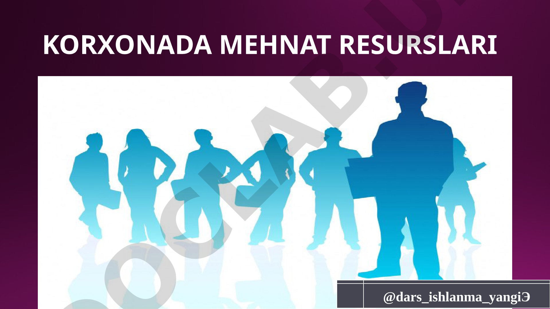 KORXONADA MEHNAT RESURSLARI