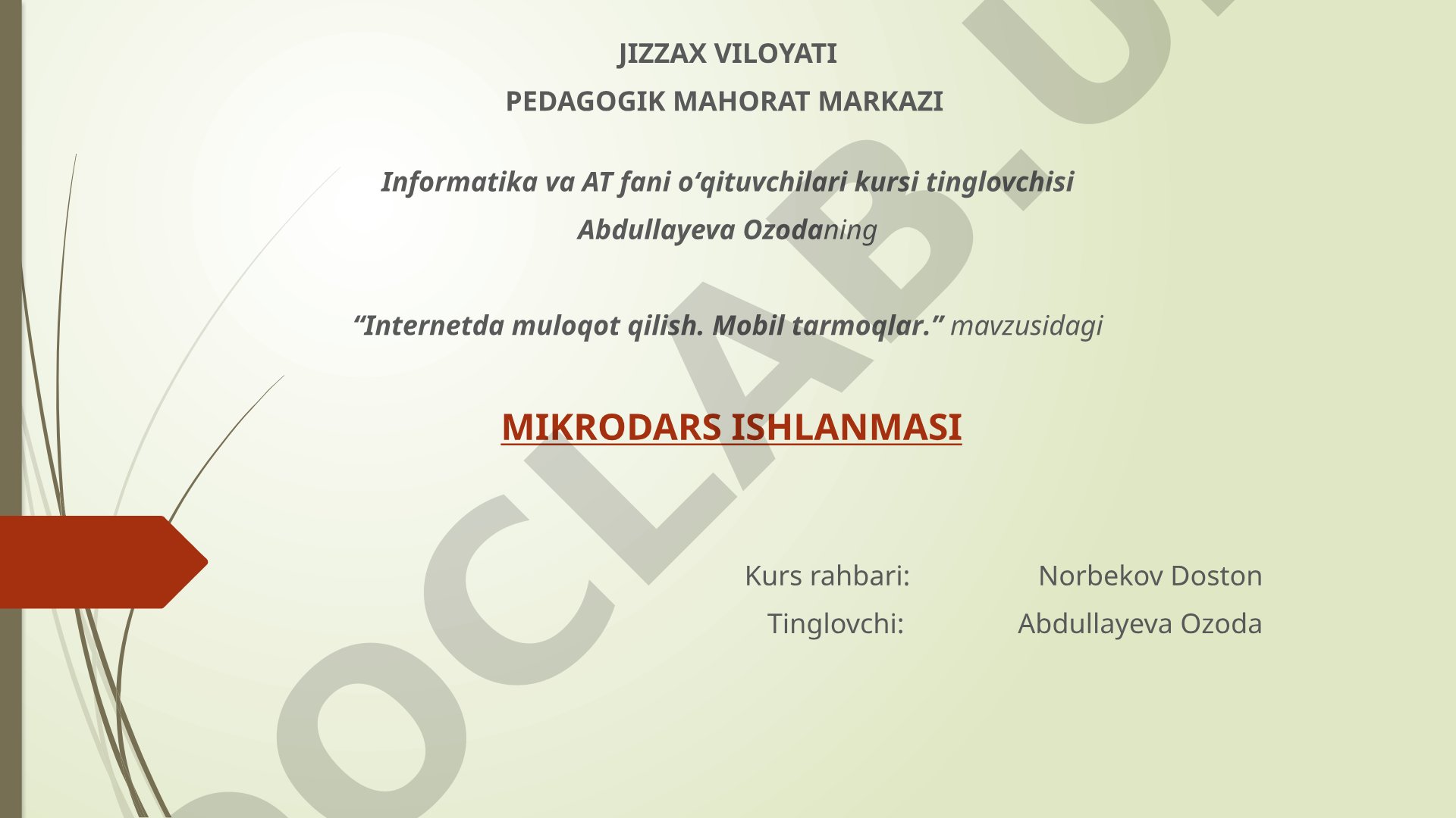 Internetda muloqot qilish. Mobil tarmoqlar.