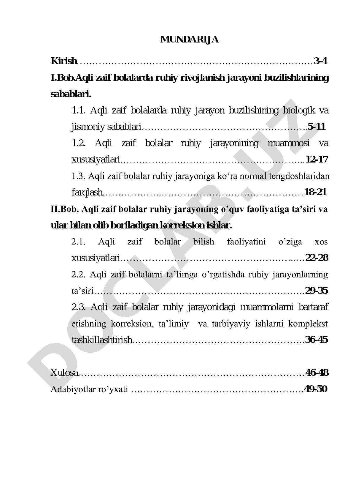 Aqli zaif bolalar ruhiy jarayonining o’ziga xosligi