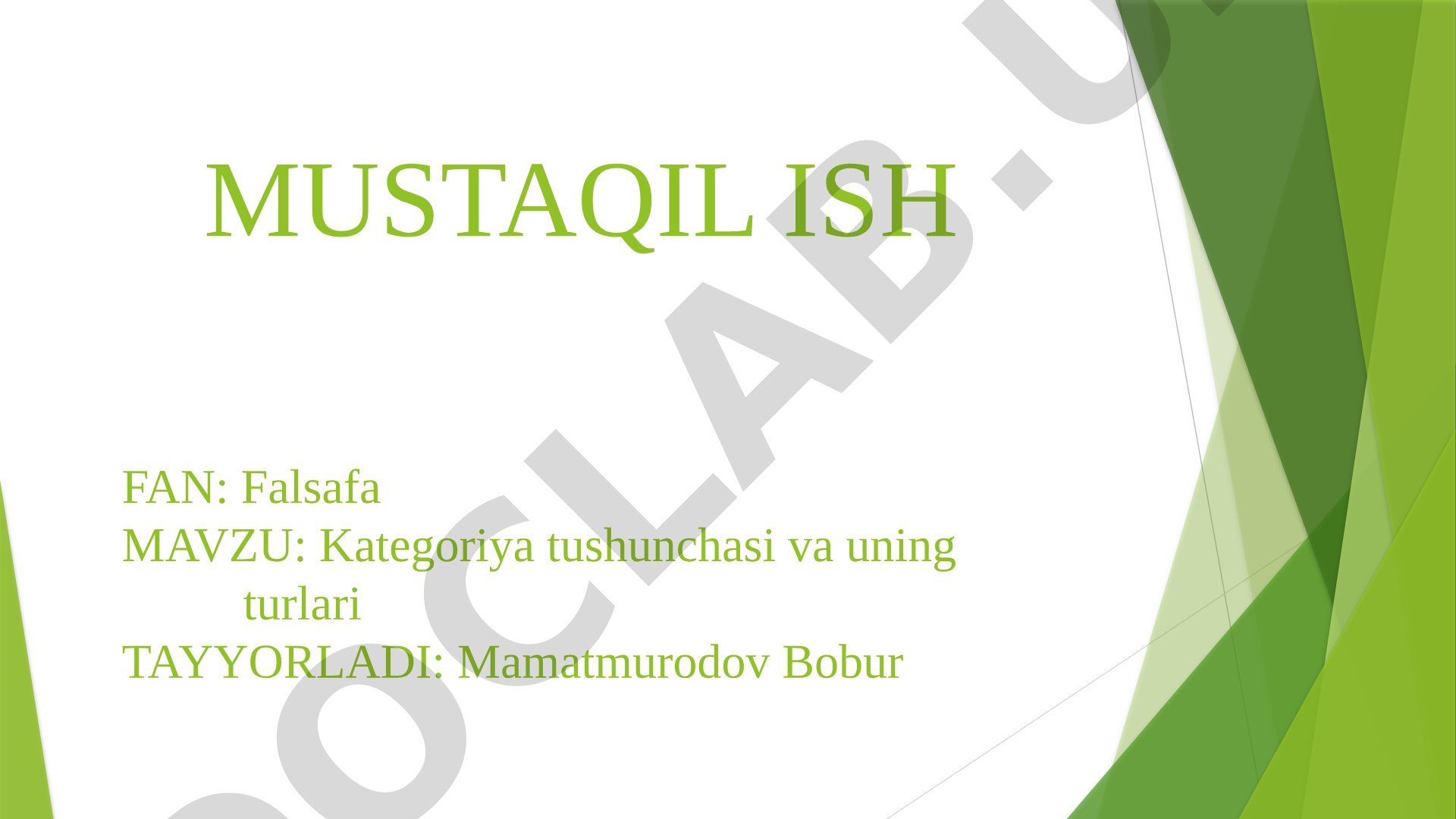 Kategoriya tushunchasi va uning turlari