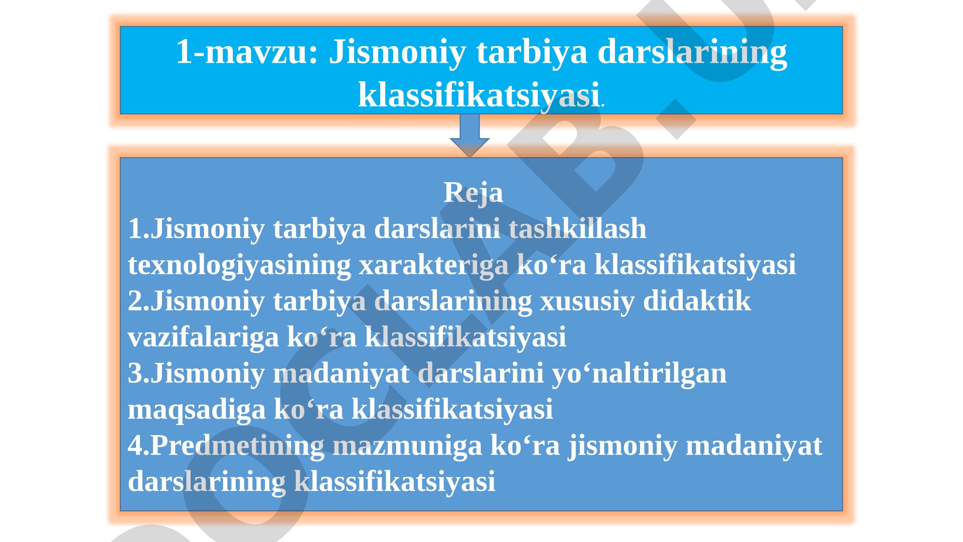 Jismoniy tarbiya darslarining klassifikatsiyasi