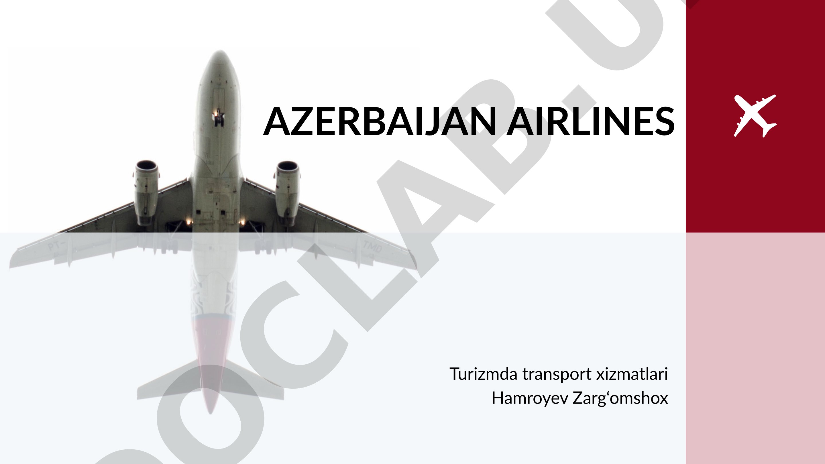 Azerbaijan Airlines turizmda transport xizmatlari