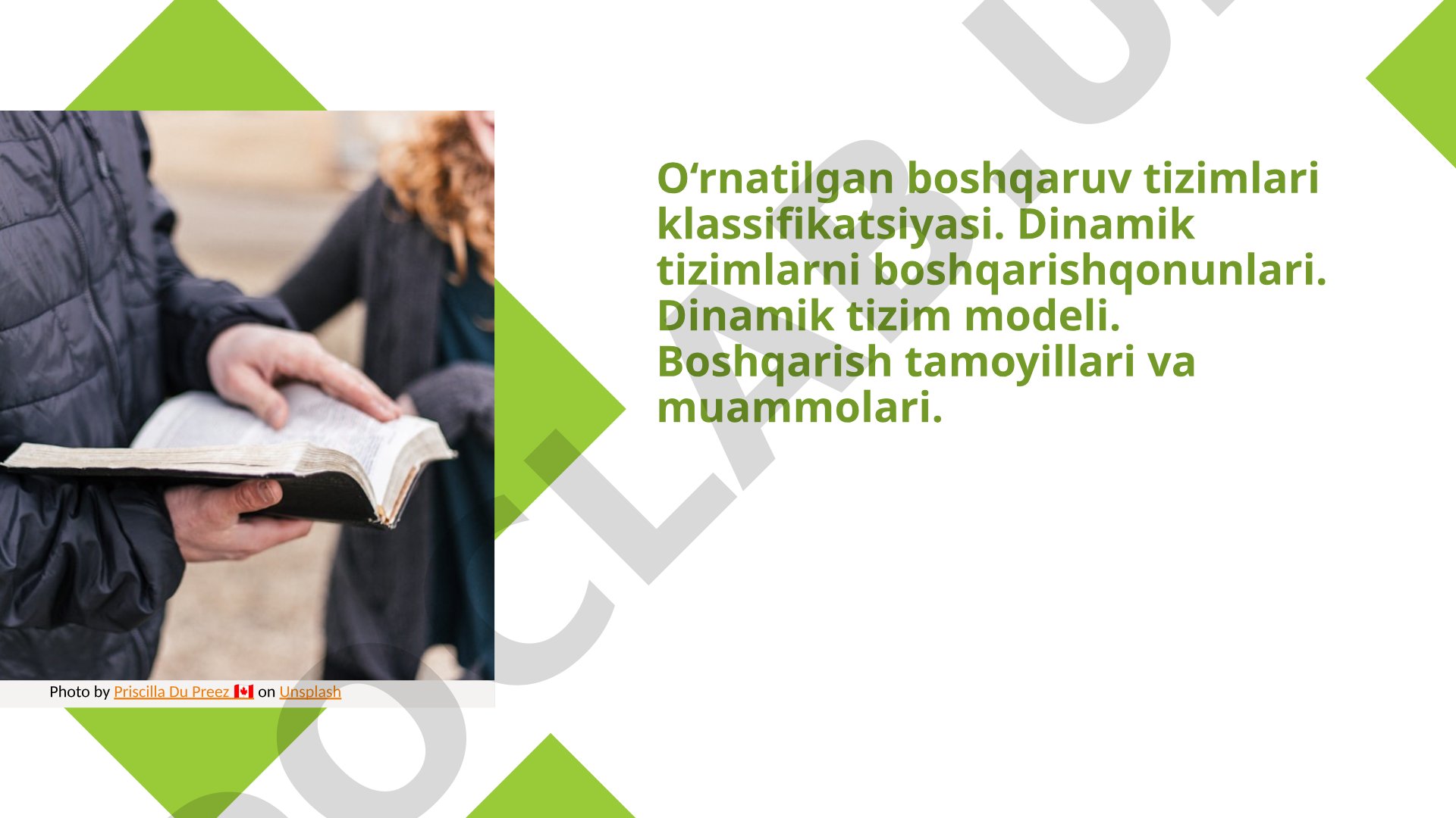 O‘rnatilgan boshqaruv tizimlari klassifikatsiyasi