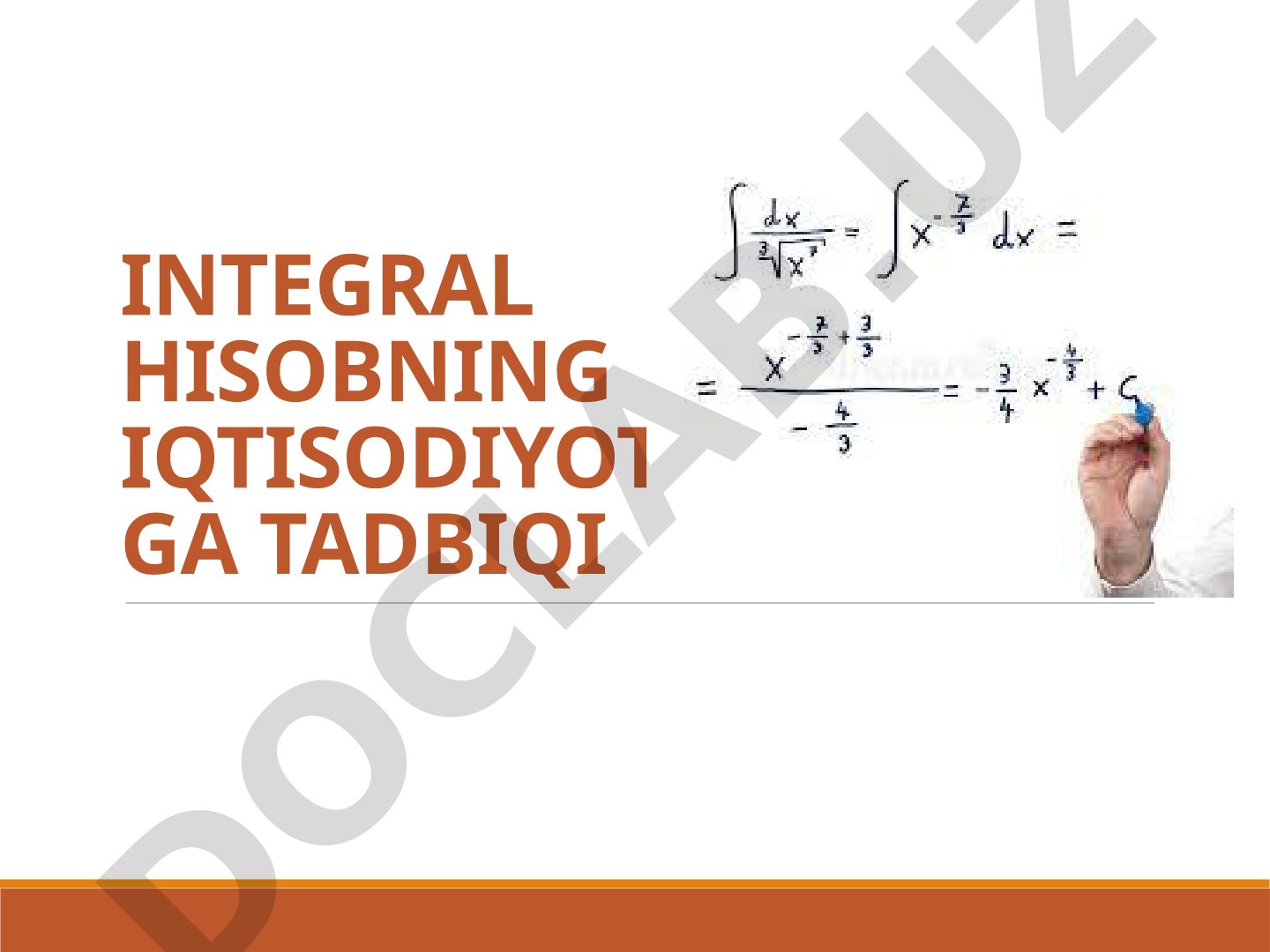 Integral hisobning iqtisodiyotga tadbiqi