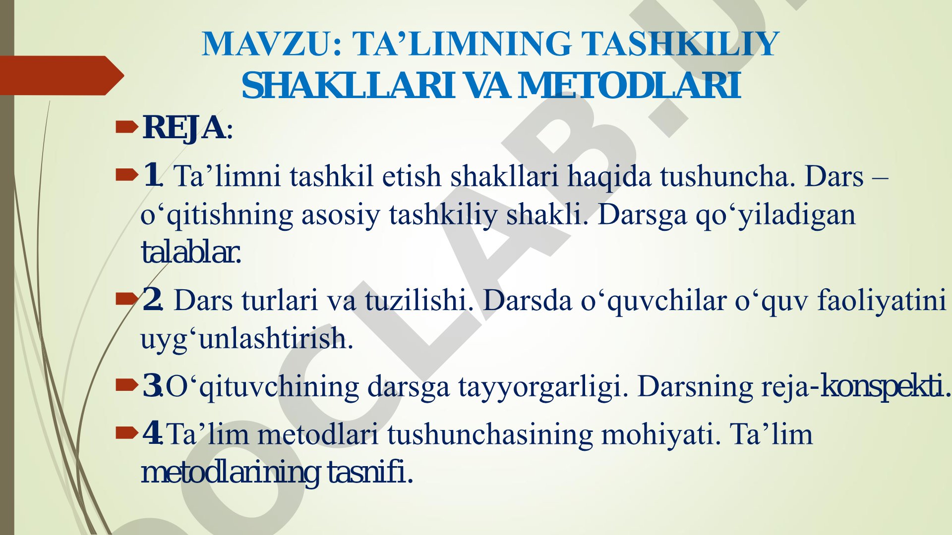 Ta'limning tashkiliy shakllari va metodlari
