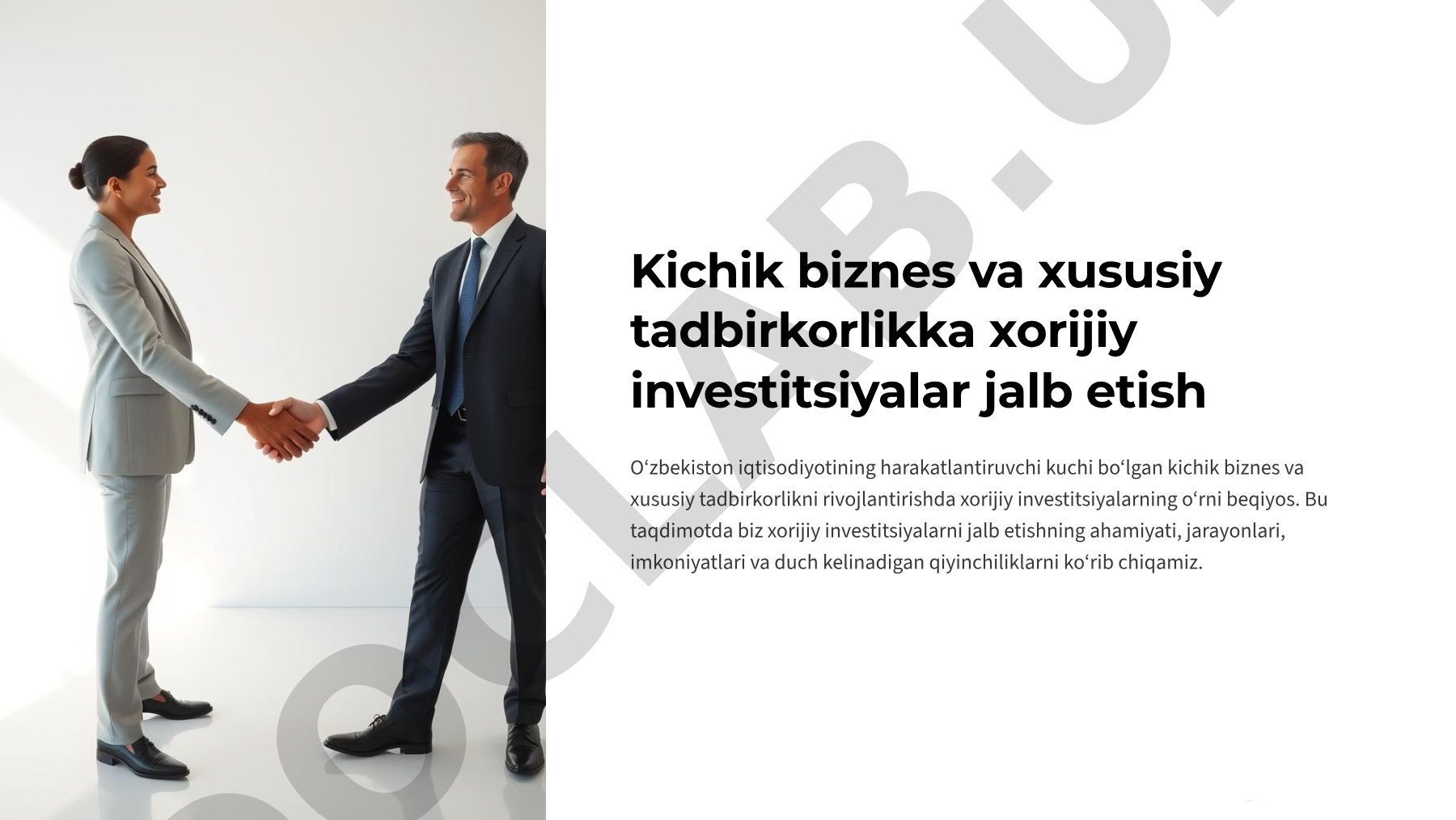 Kichik biznes va xususiy tadbirkorlikka xorijiy investitsiyalar jalb etish