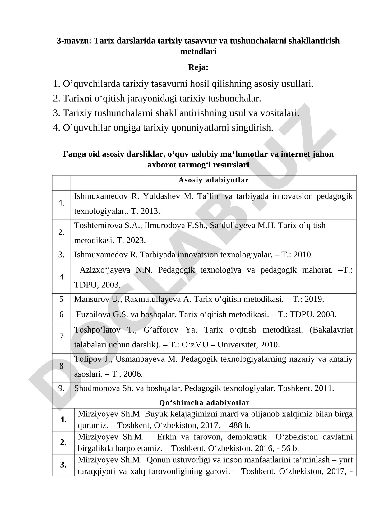 Tarix darslarida tarixiy tasavvur va tushunchalarni shakllantirish metodlari