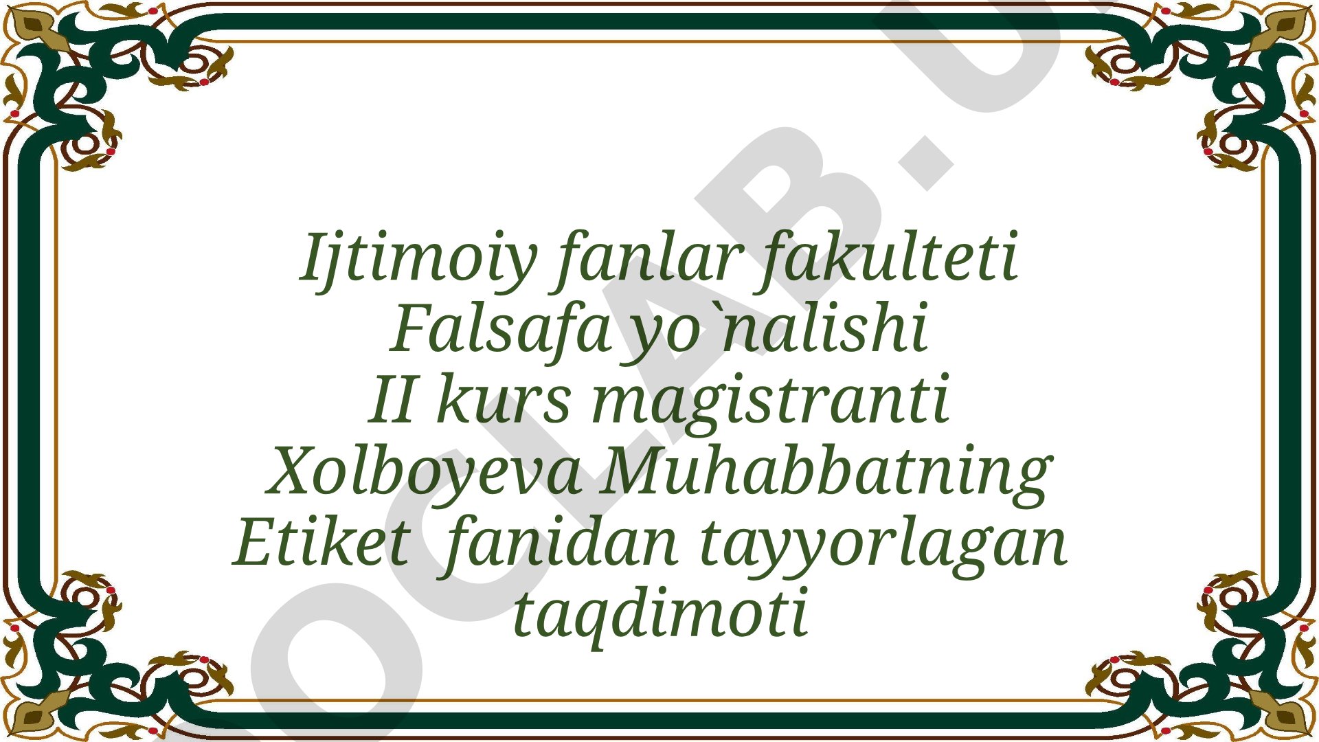 Jamoat joylarida o'zini tuta bilish etiketi