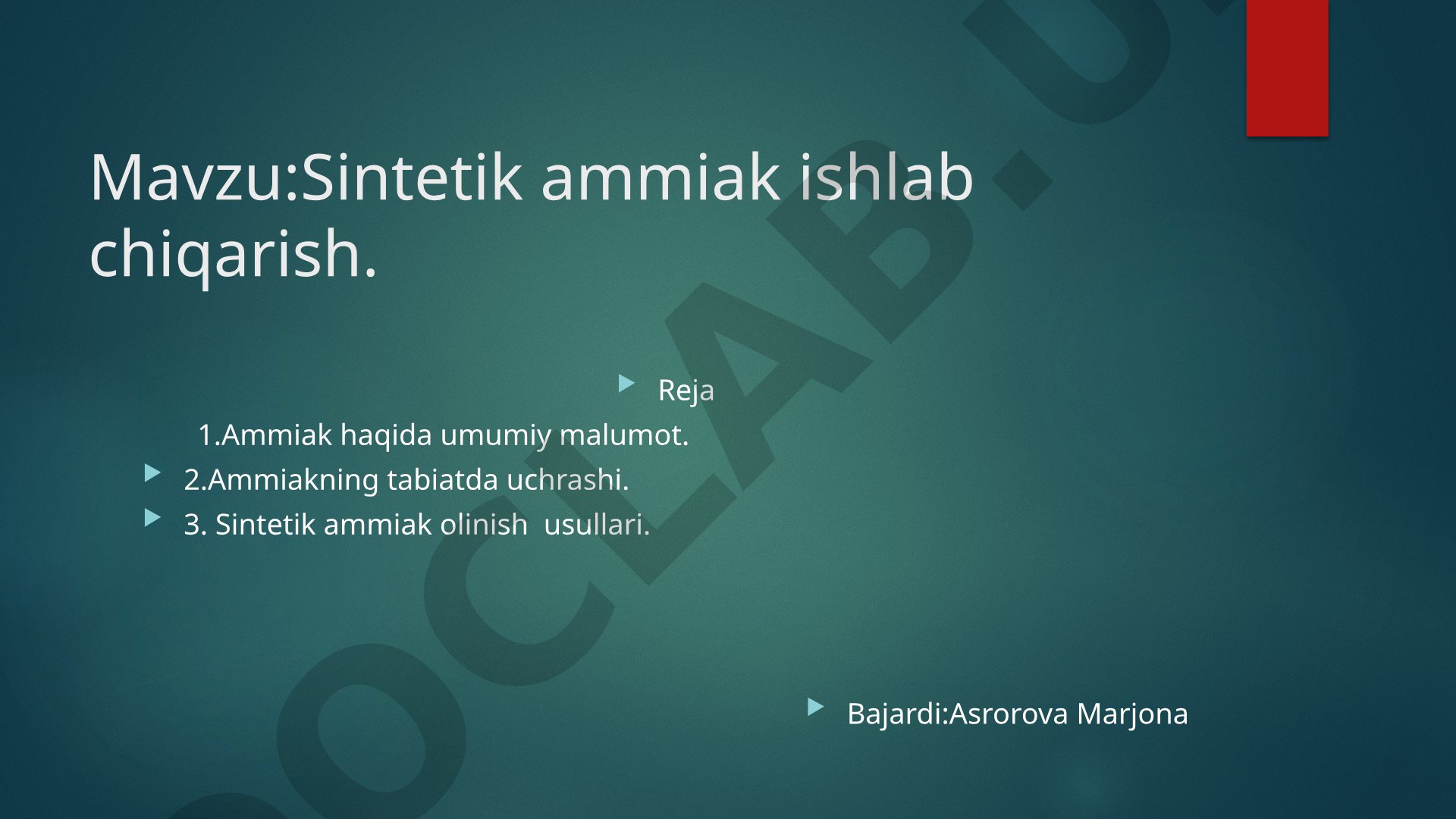 Sintetik ammiak ishlab chiqarish