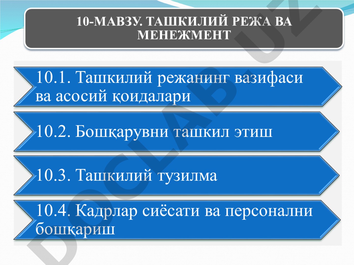 Tashkilot tushunchasi va resurslari