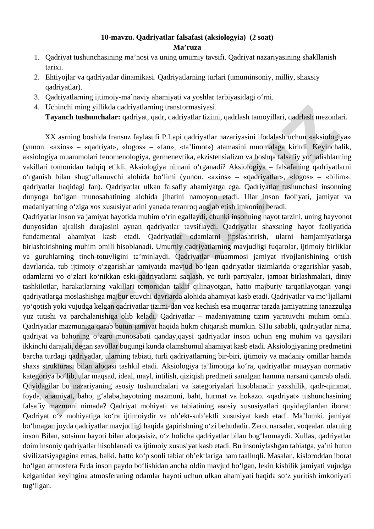 Qadriyatlar falsafasi (aksiologyia)