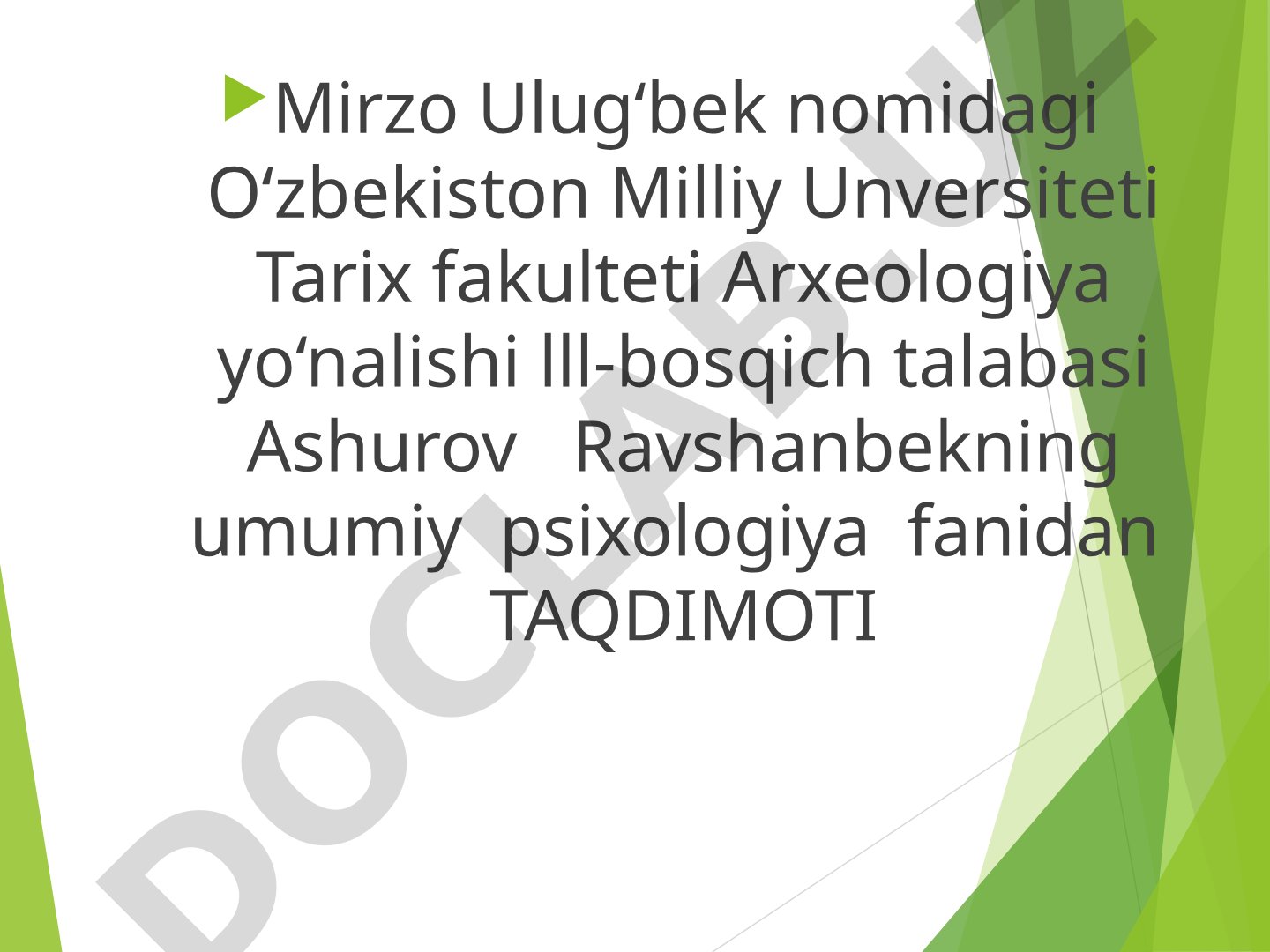 Umumiy psixologiya fanidan Idrok