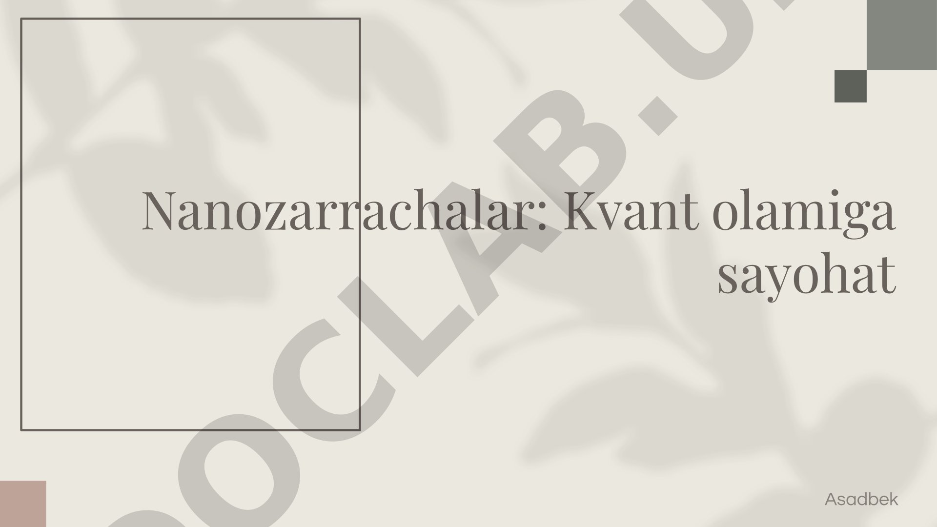 Nanozarrachalar: Kvant olamiga sayohat
