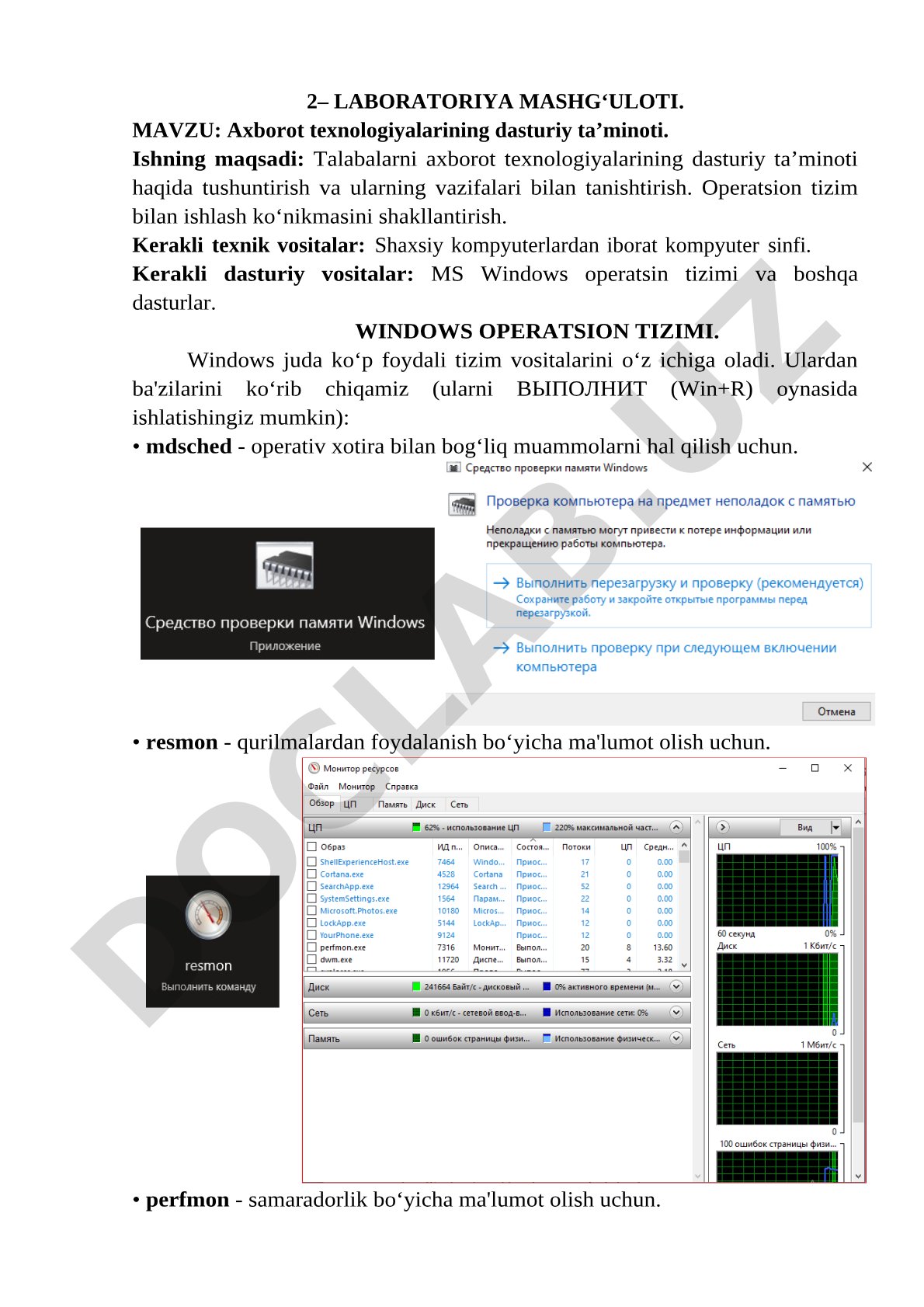 Axborot texnologiyalarining dasturiy ta’minoti