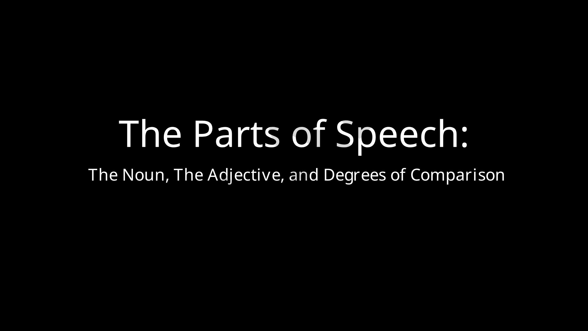 Parts of Speech: Noun, Adjective, and Degrees of Comparison