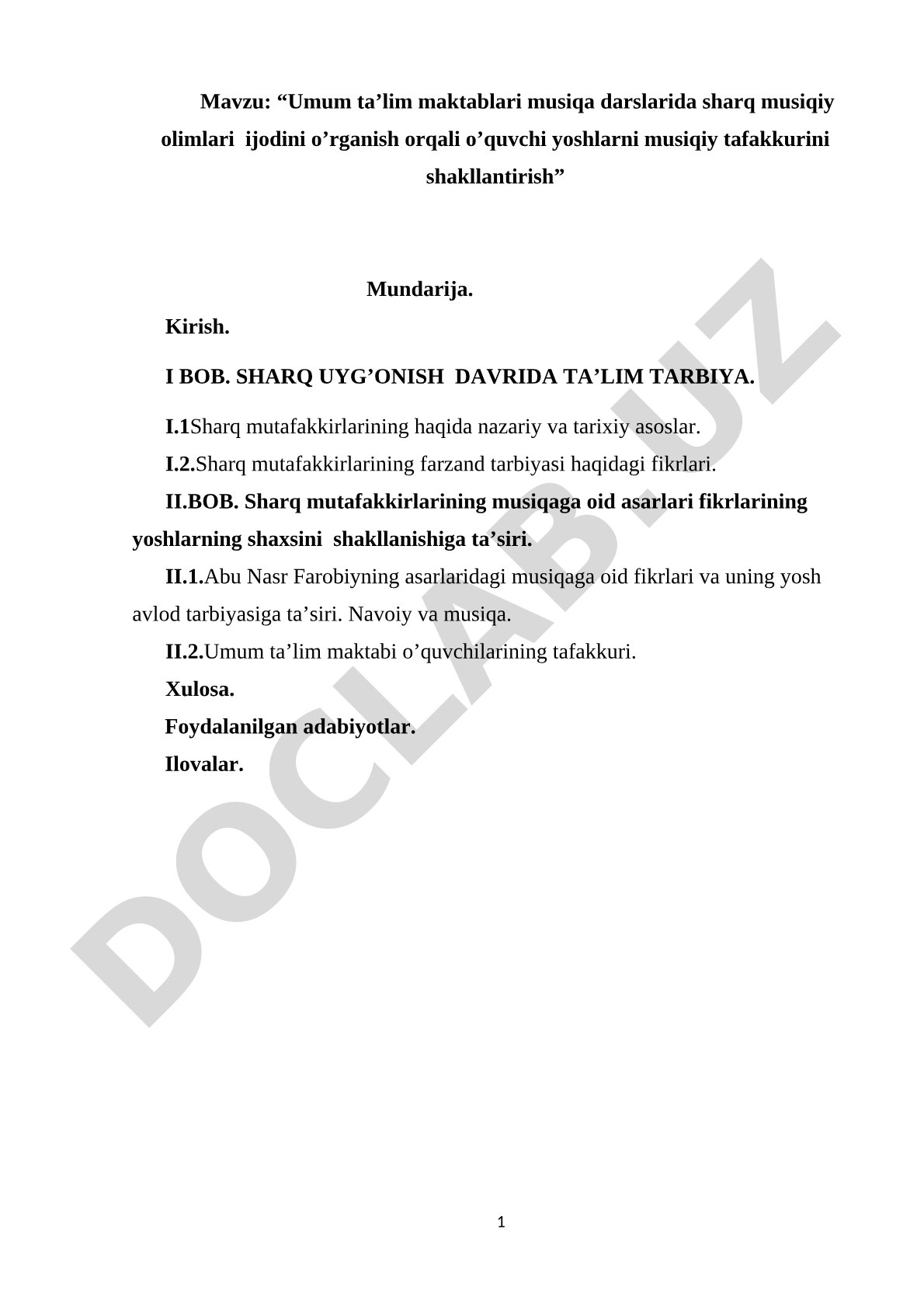 “Umum ta’lim maktablari musiqa darslarida sharq musiqiy olimlari ijodini o’rganish orqali o’quvchi y