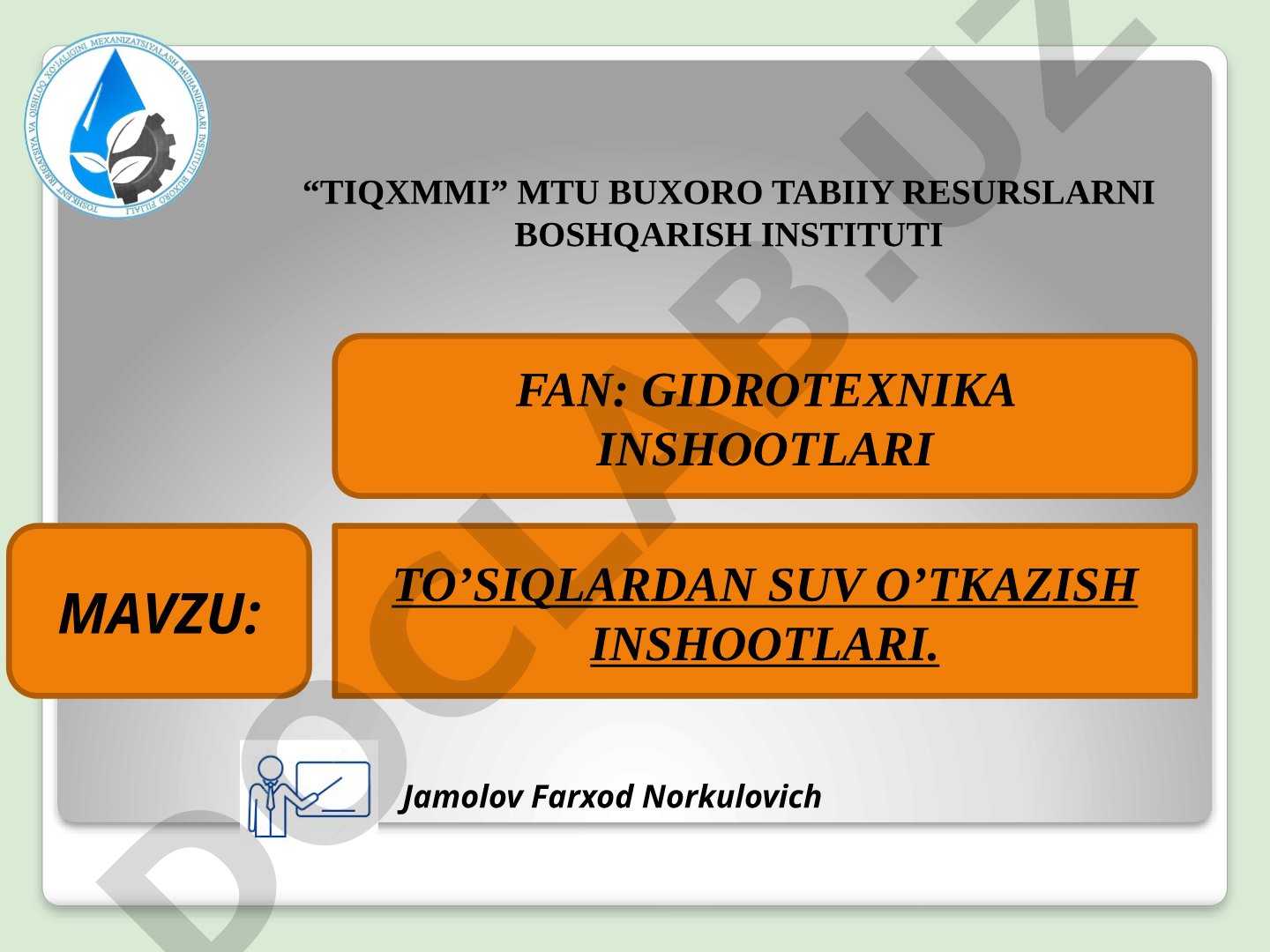 To'siqlardan suv o'tkazish inshootlari