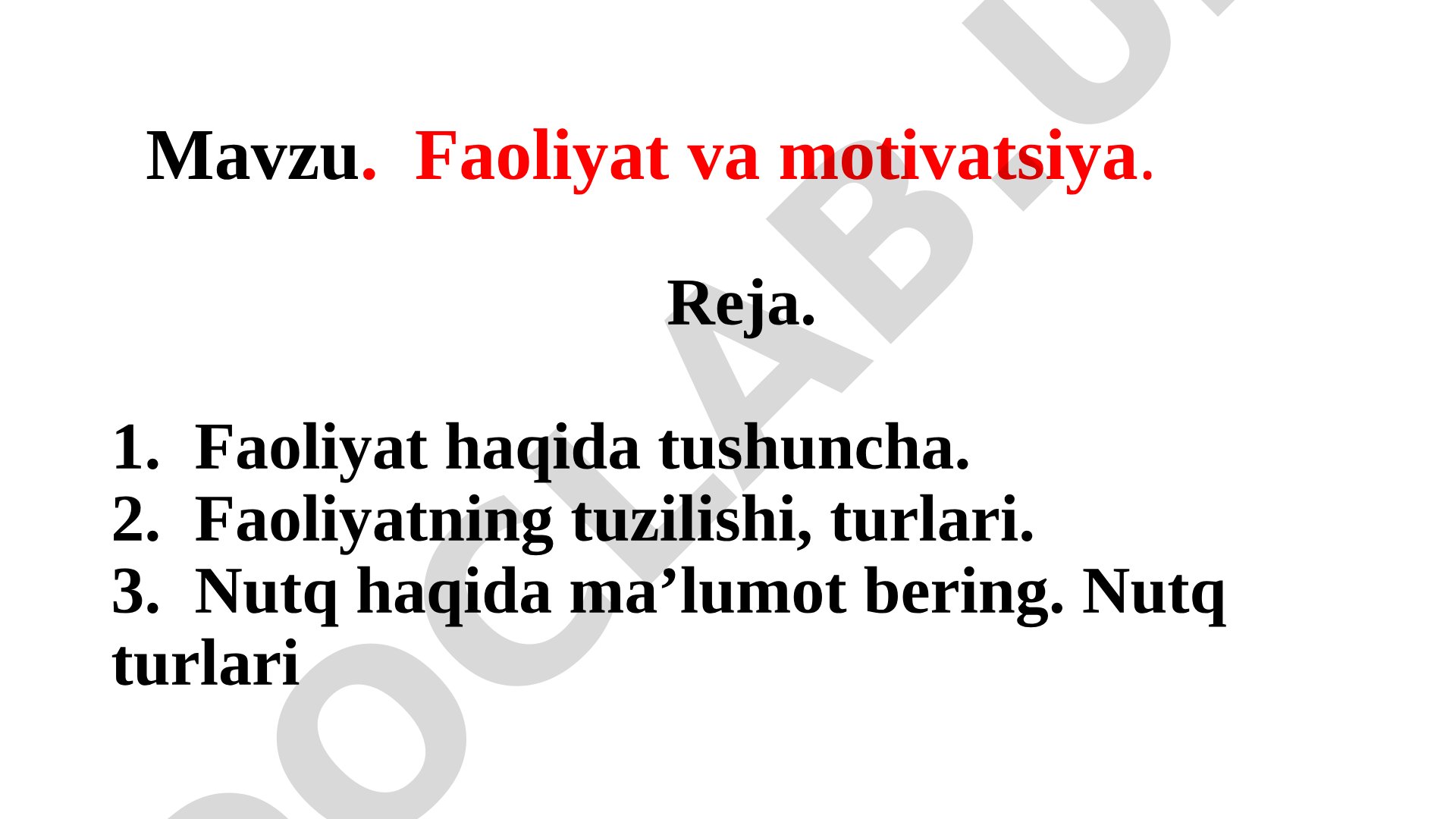 Faoliyat va motivatsiya