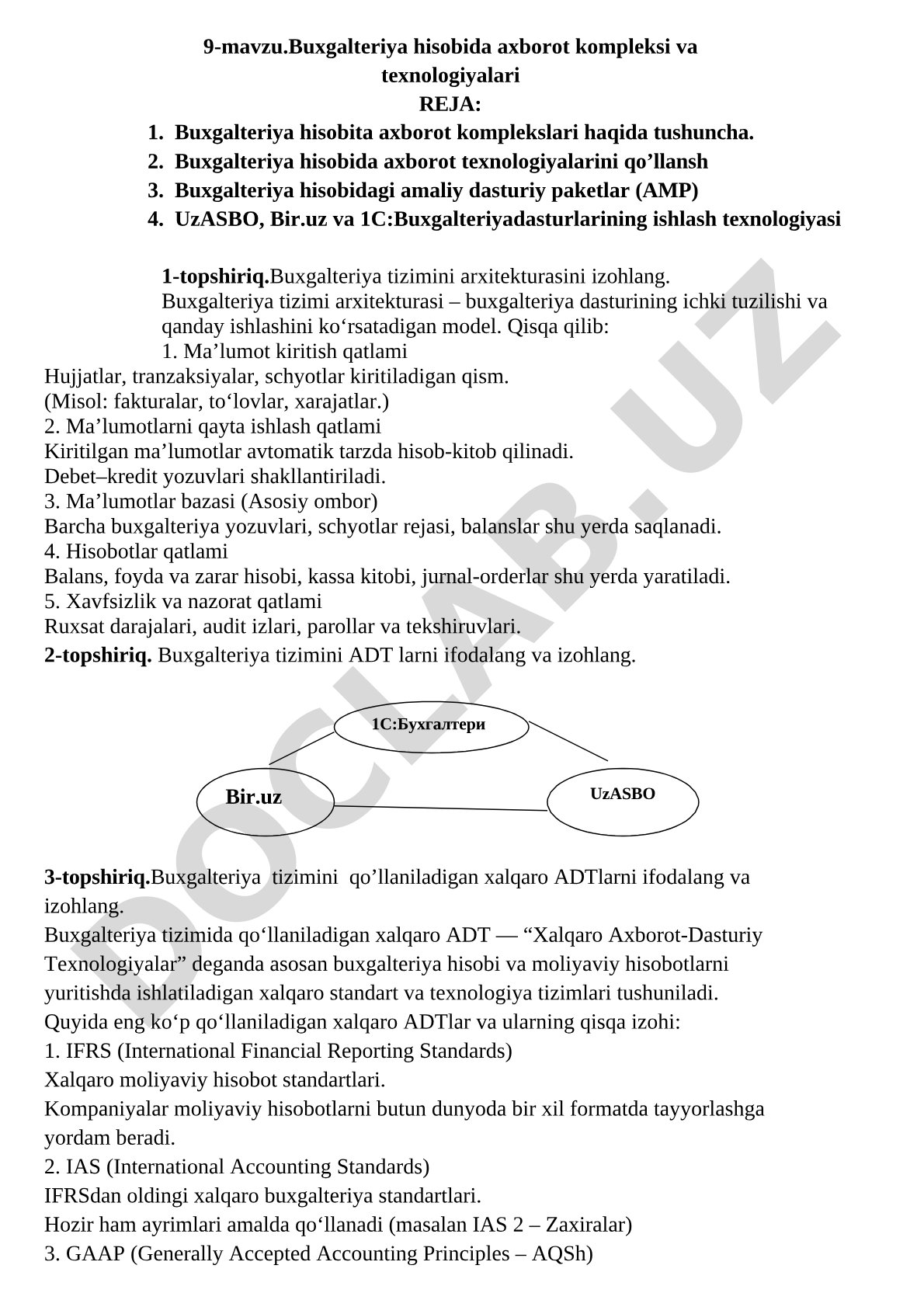 Buxgalteriya hisobida axborot kompleksi va texnologiyalari