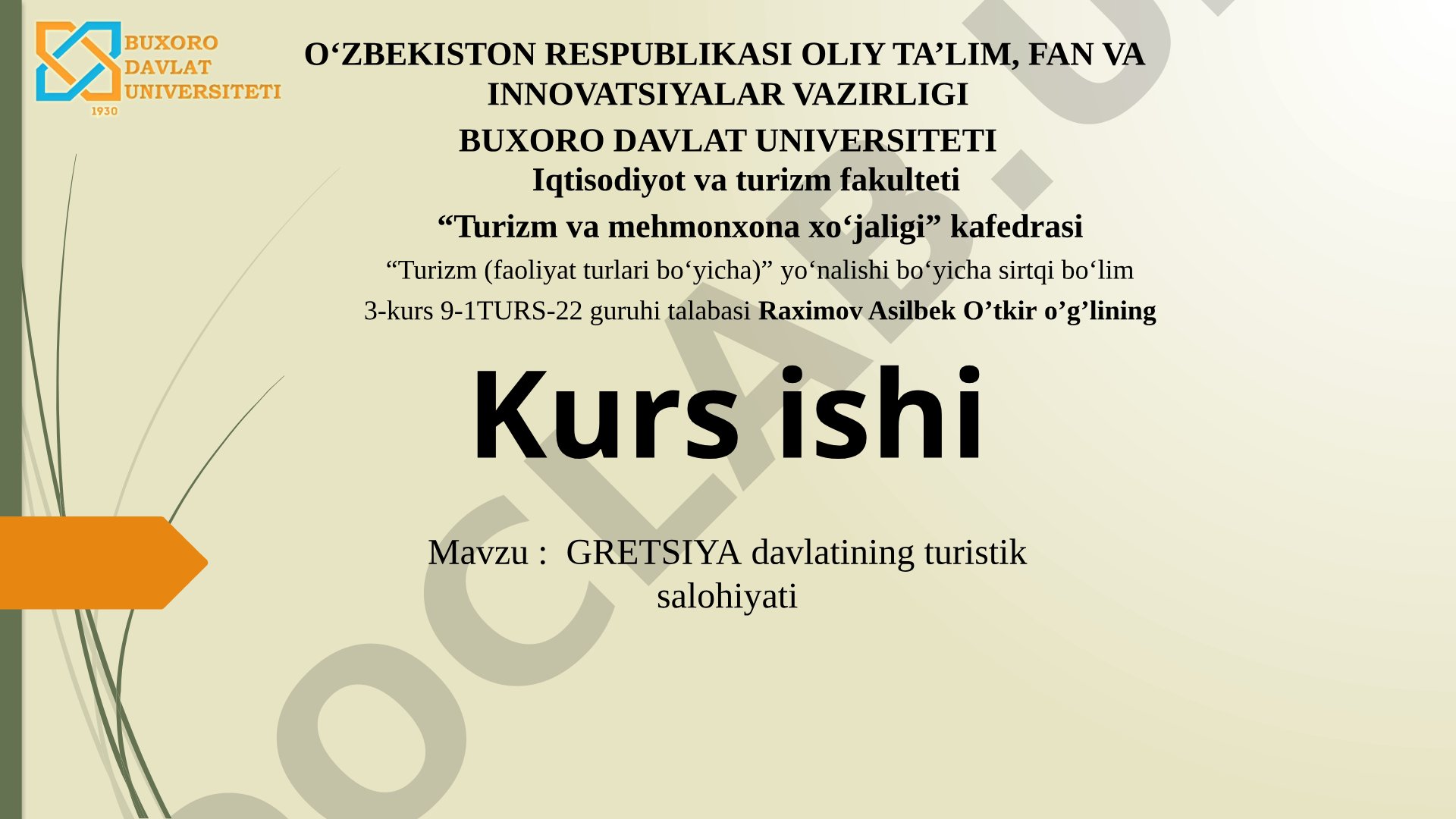Gretsiya davlatining turistik salohiyati