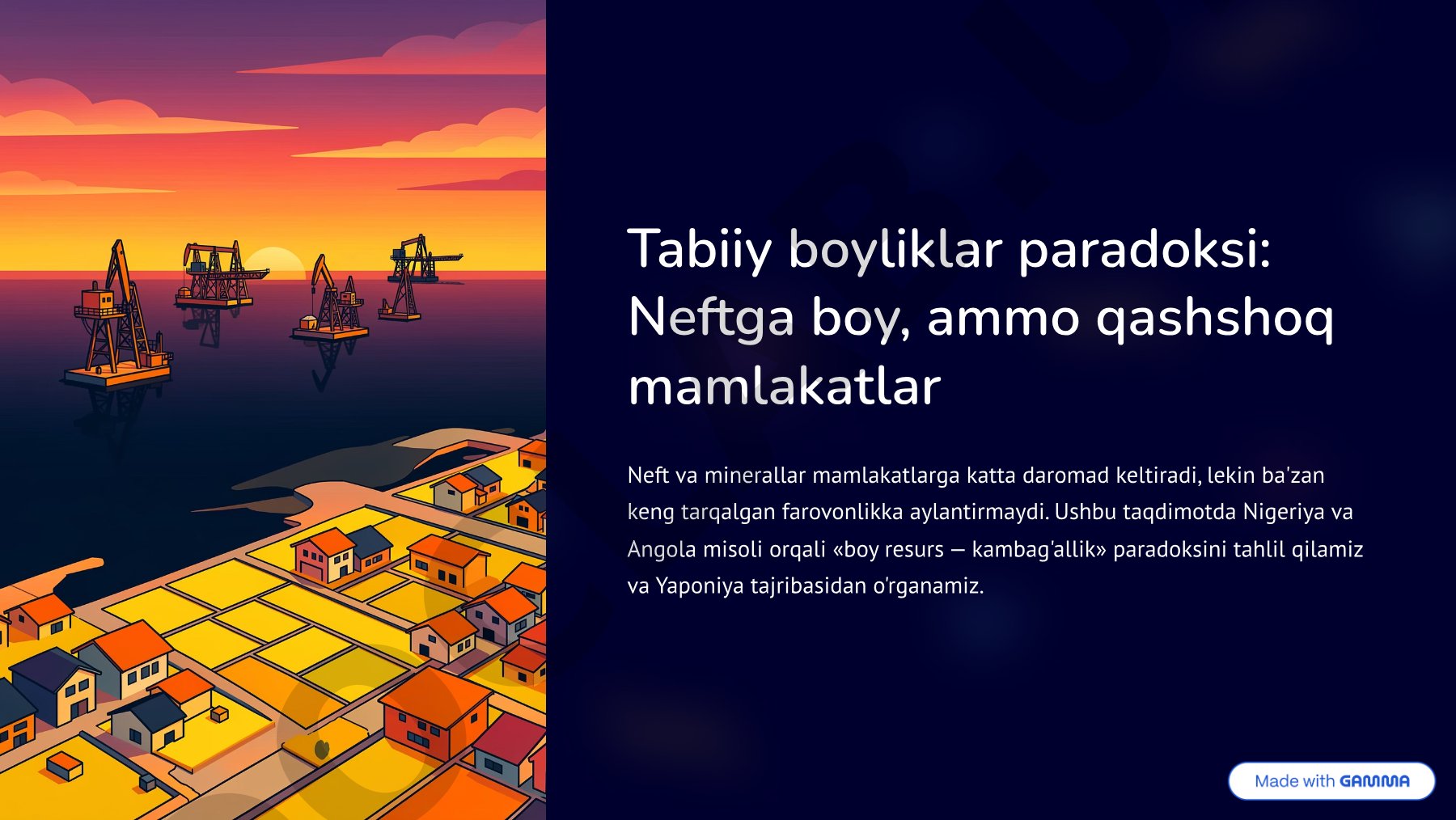 Tabiiy boyliklar paradoksi: Neftga boy, ammo qashshoq mamlakatlar
