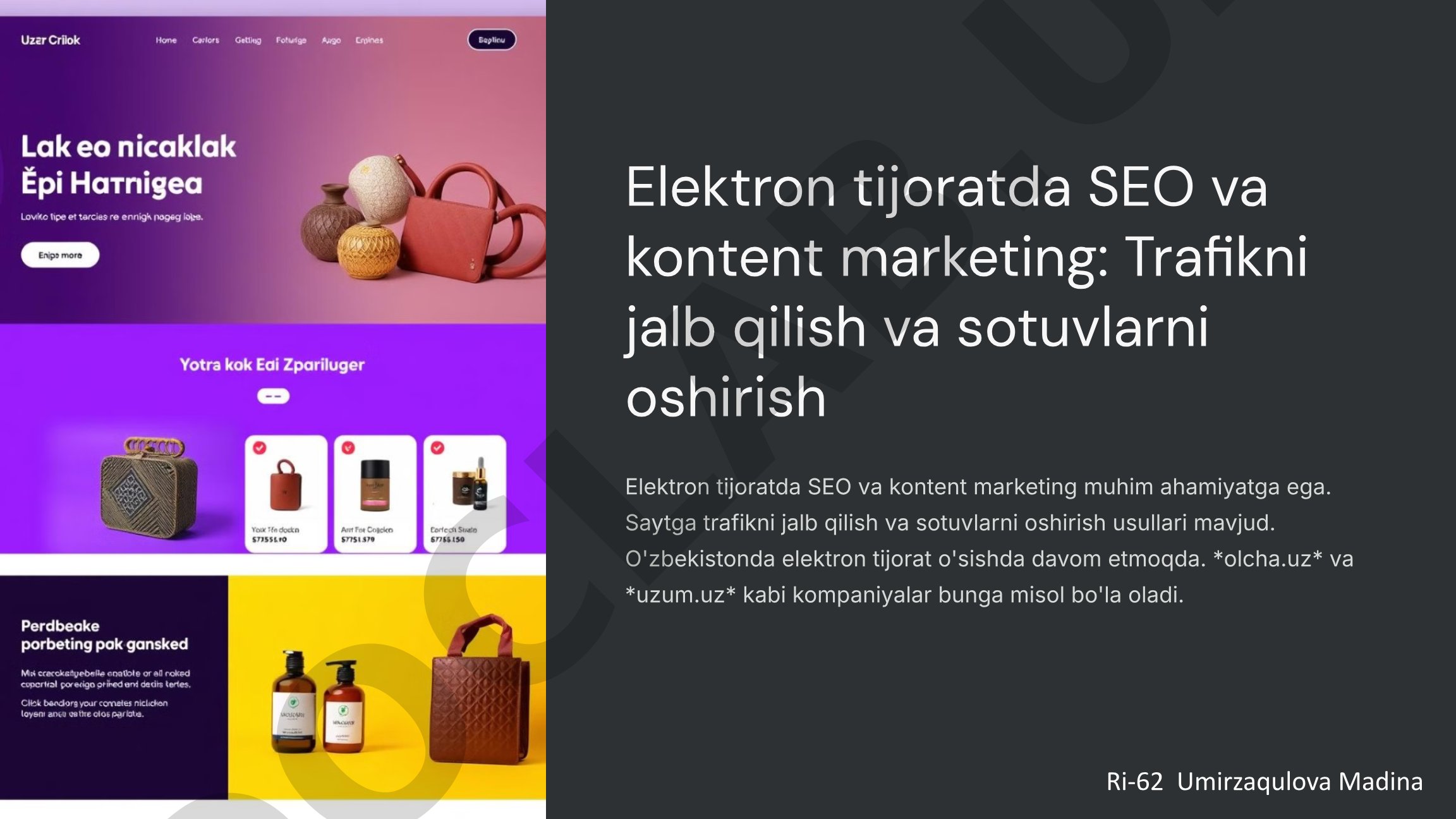 Elektron tijoratda SEO va kontent marketing: Trafikni jalb qilish va sotuvlarni oshirish
