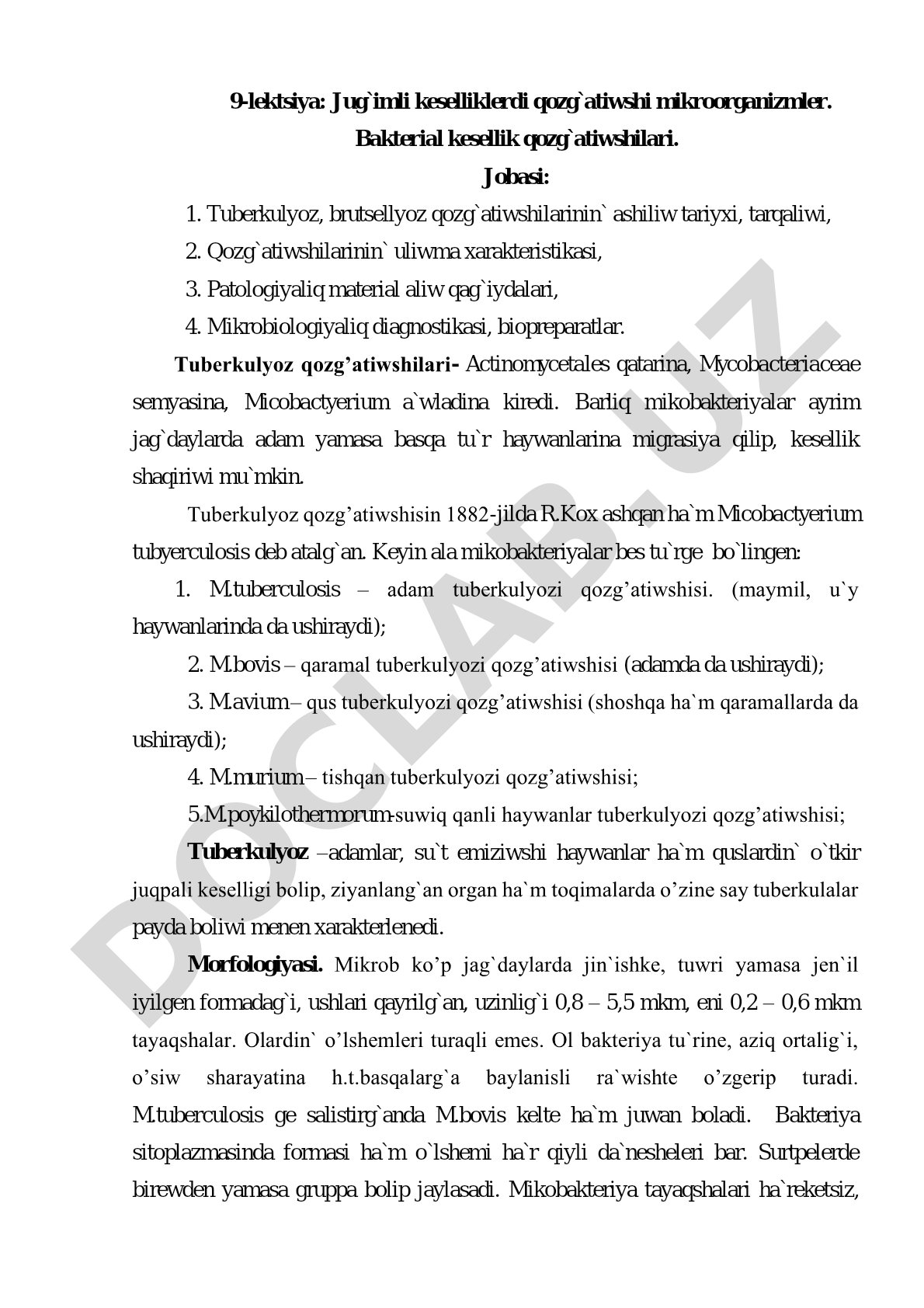 Jug`imli keselliklerdi qozg`atiwshi mikroorganizmler