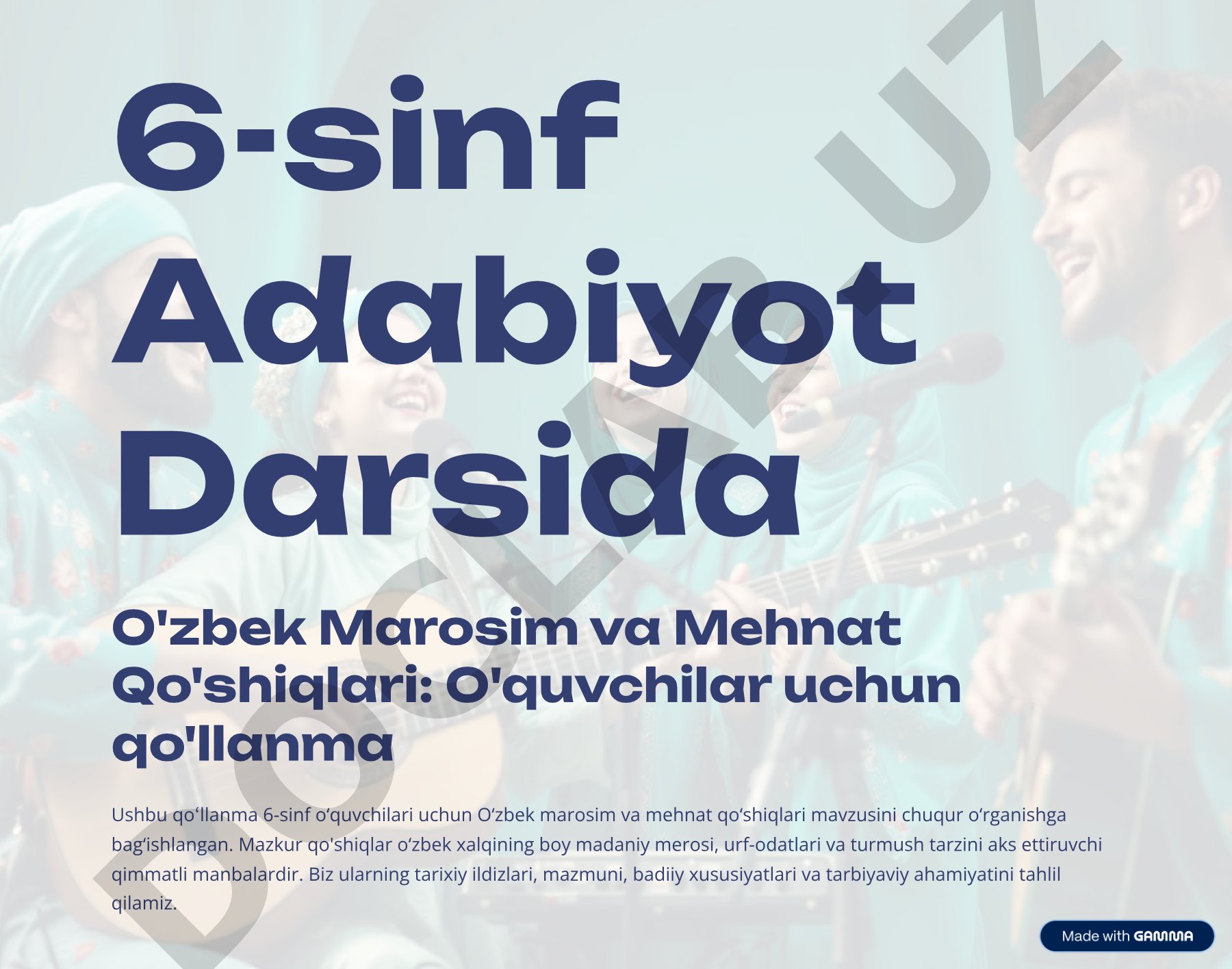 6-sinf Adabiyot darsida O'zbek marosim va mehnat qo'shiqlari