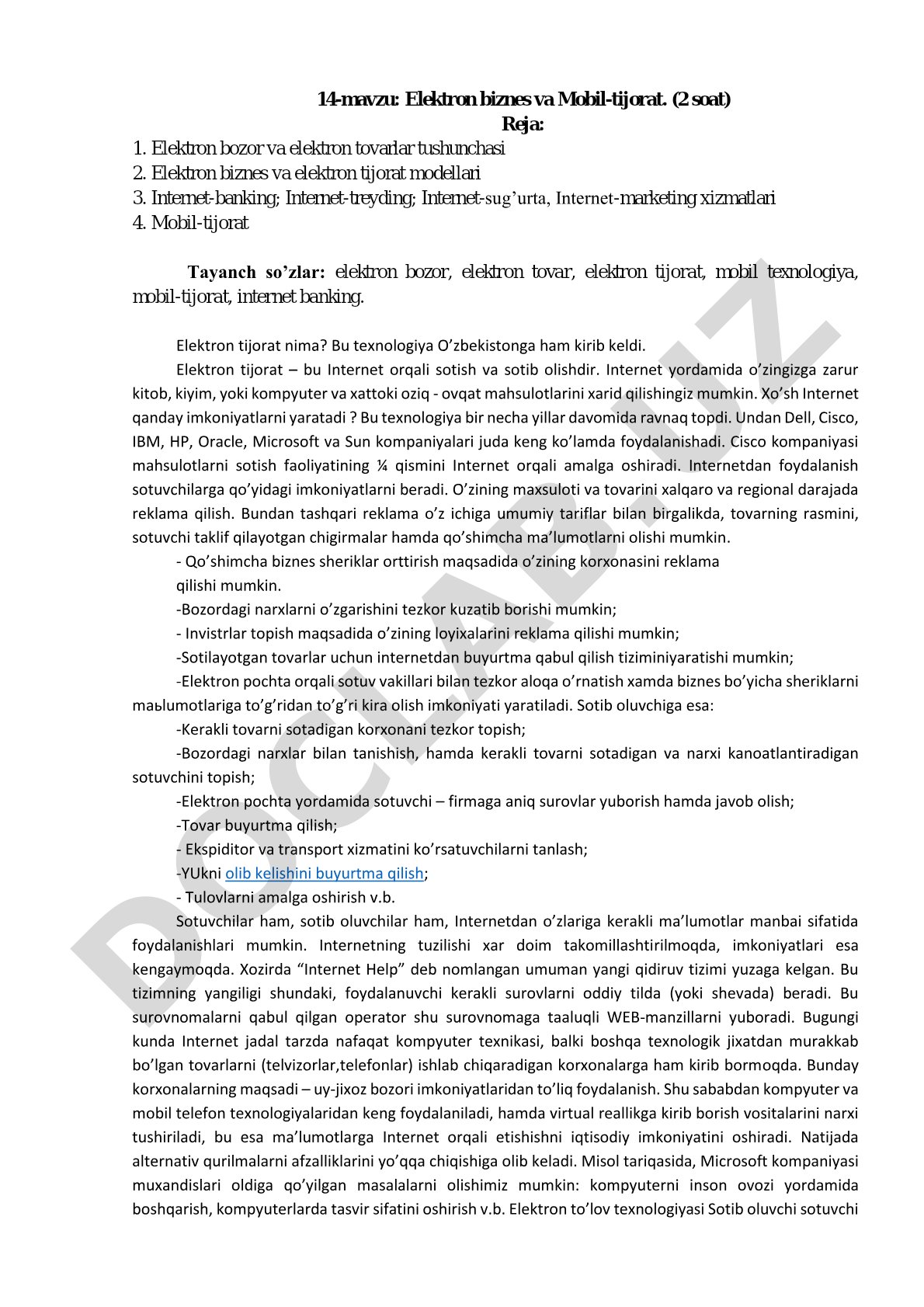 Elektron biznes va Mobil-tijorat