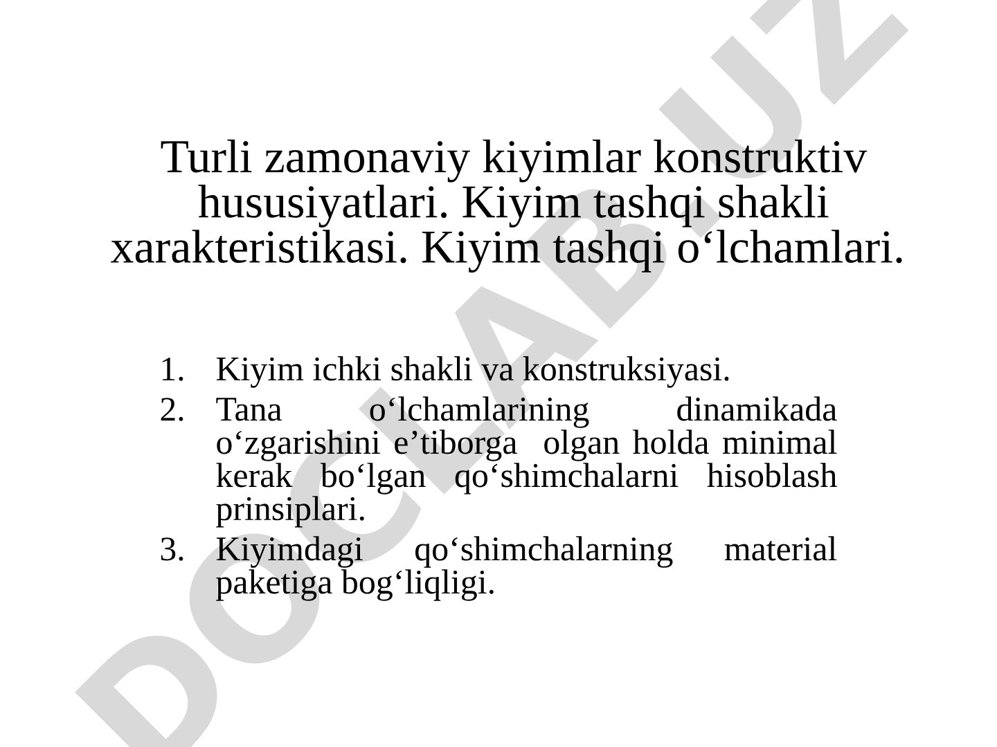 Turli zamonaviy kiyimlar konstruktiv hususiyatlari