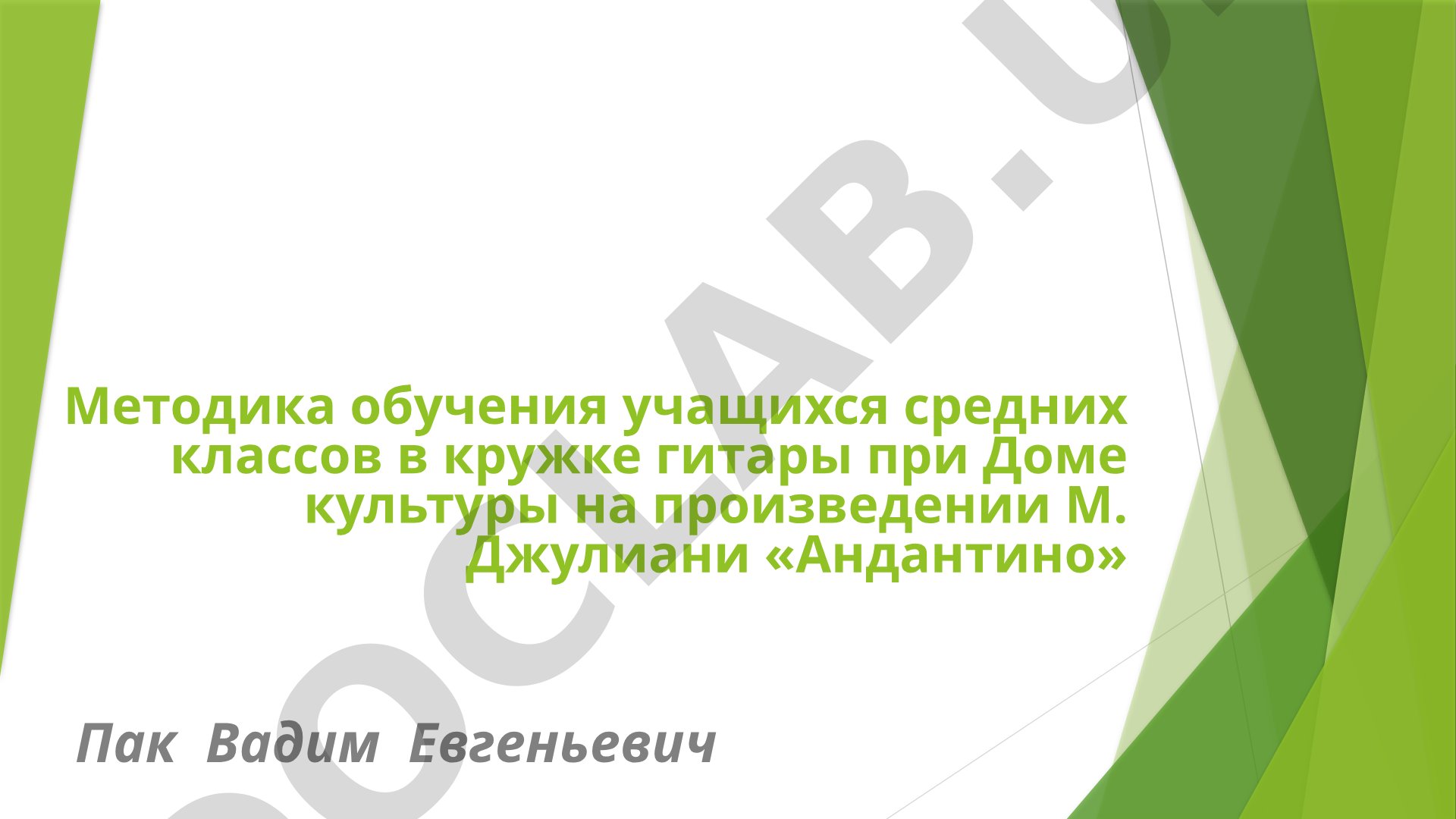 Методика обучения учащихся средних классов в кружке гитары Джулиани «Андантино»
