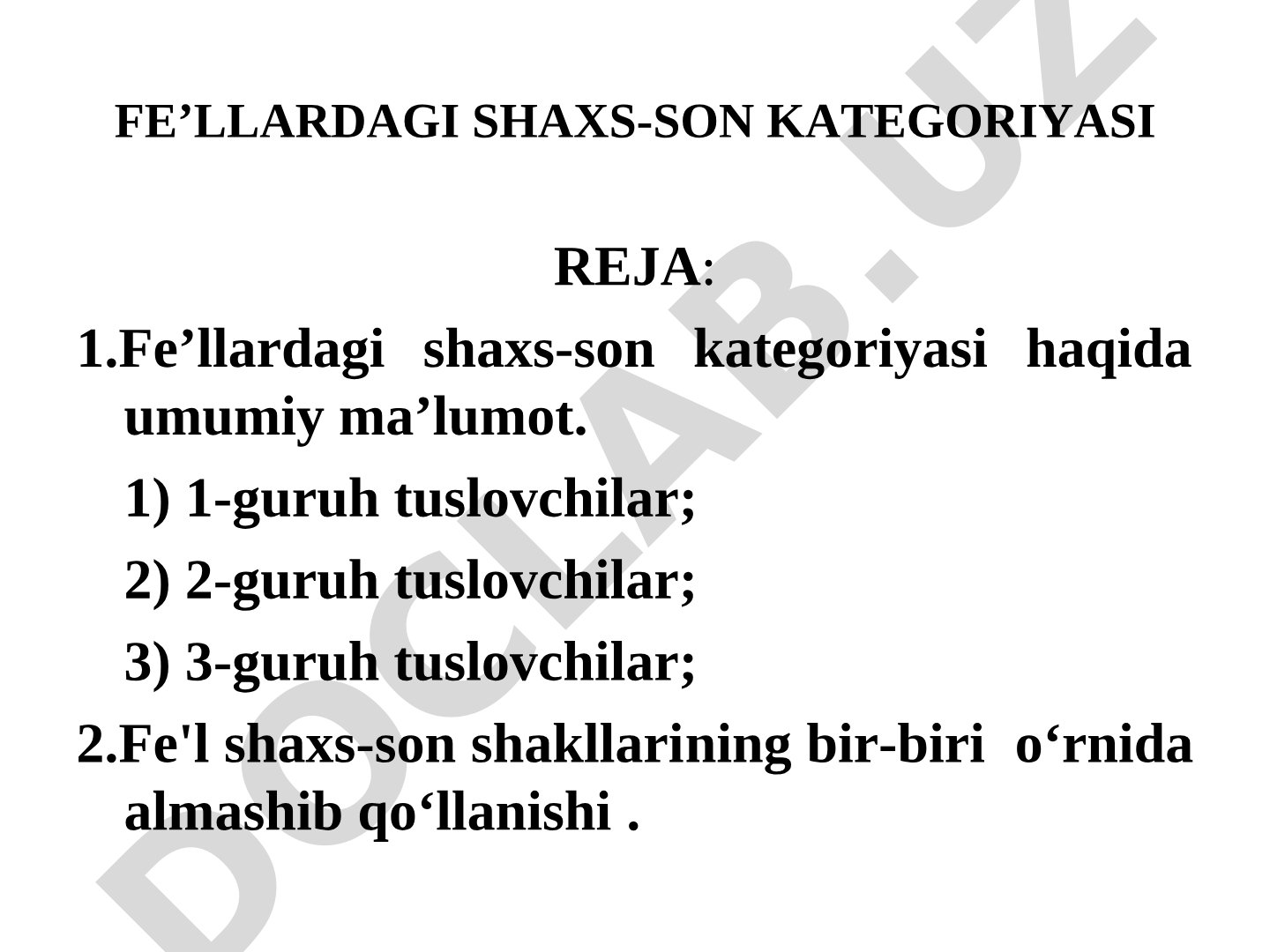 Fe'llardagi shaxs-son kategoriyasi