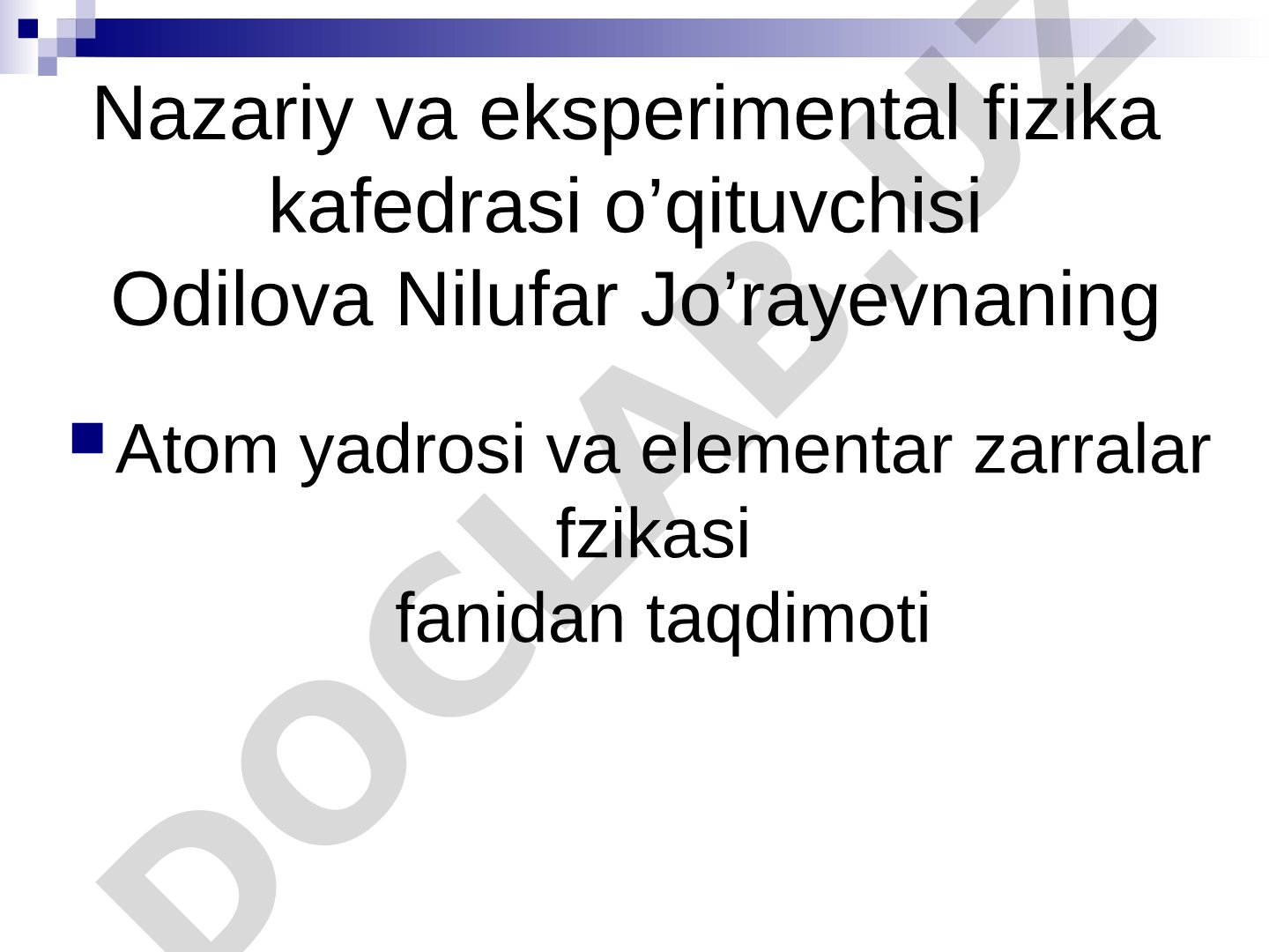 Atom yadrosi va elementar zarralar fizikasi