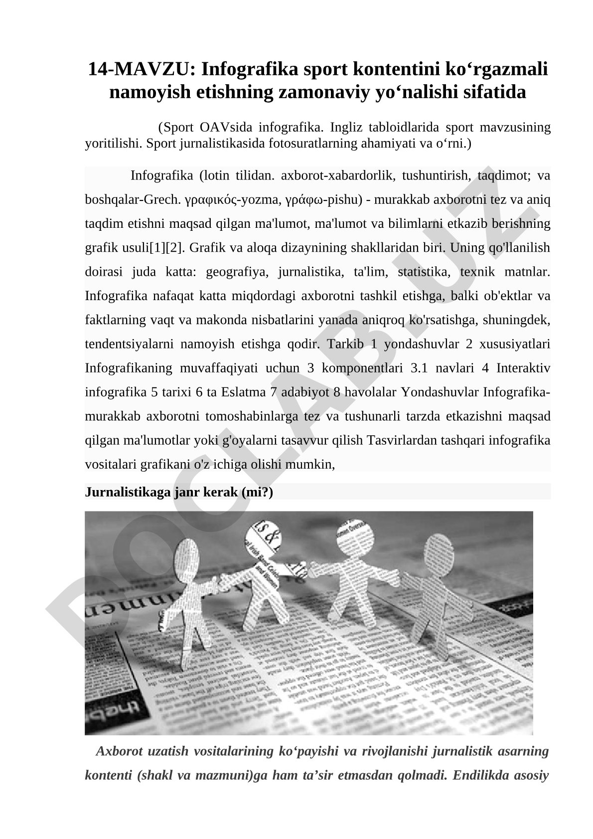 Infografika sport kontentini ko‘rgazmali namoyish etishning zamonaviy yo‘nalishi sifatida