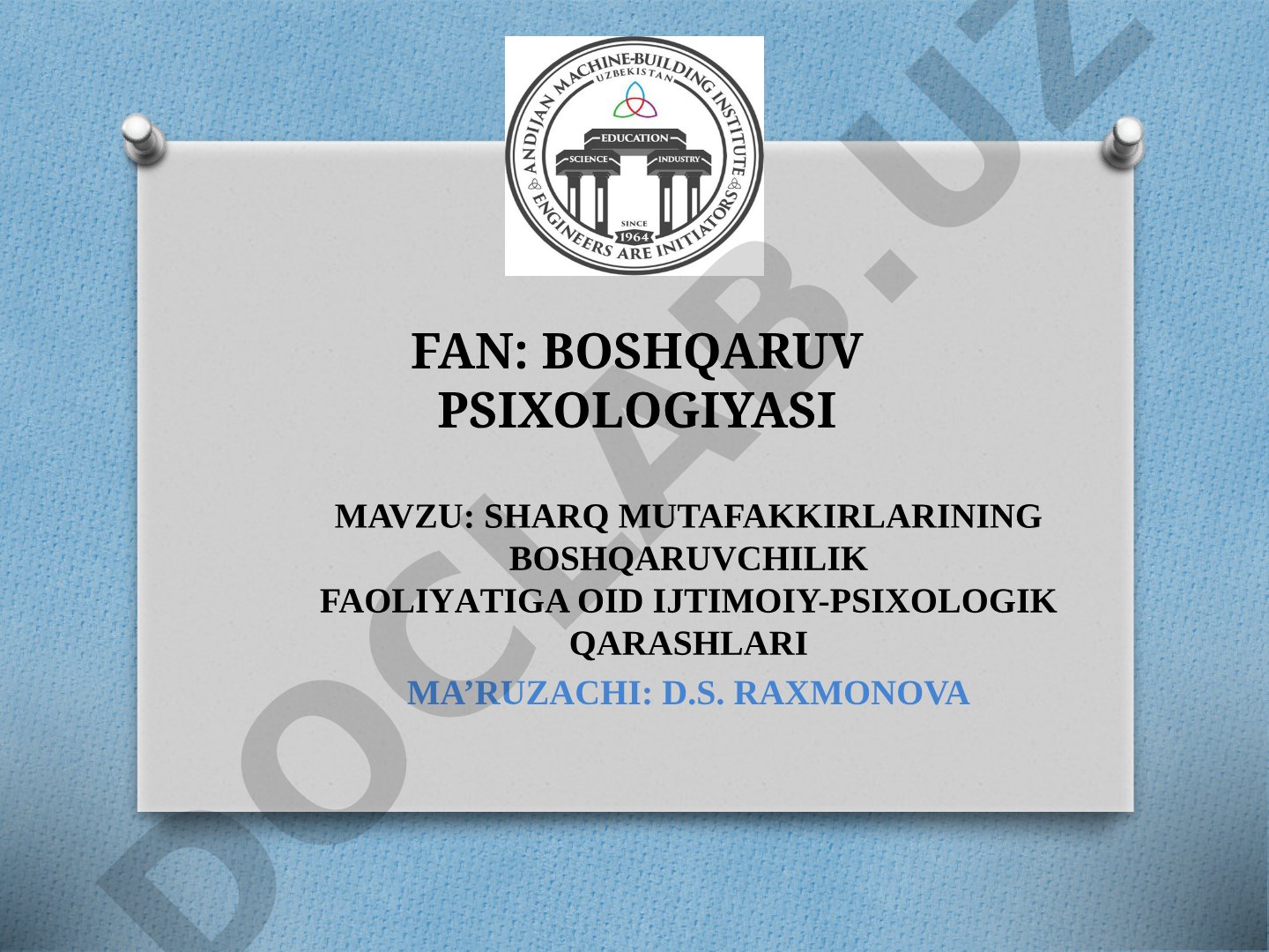 Sharq mutafakkirlarining boshqaruvchilik faoliyatiga oid ijtimoiy-psixologik qarashlari