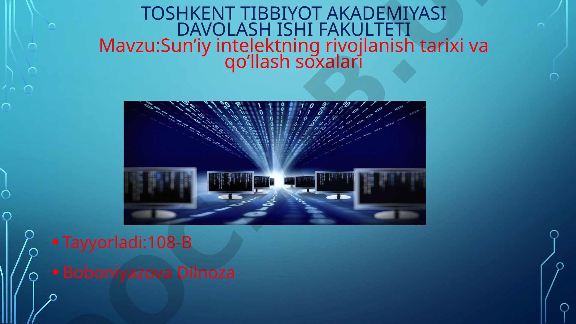 Sun’iy intelektning rivojlanish tarixi va qo’llash soxalari