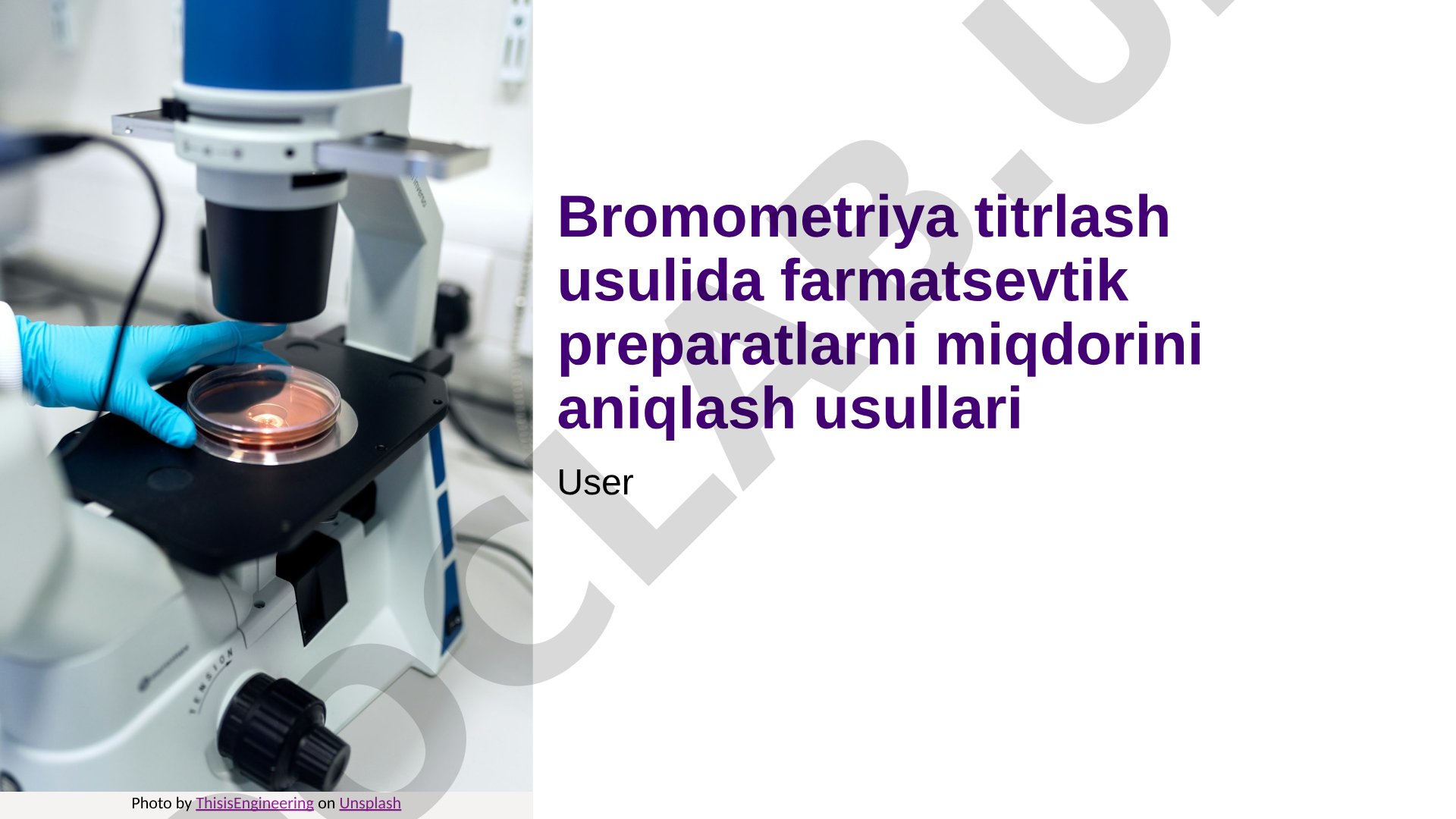 Bromometriya titrlash usulida farmatsevtik preparatlarni miqdorini aniqlash usullari