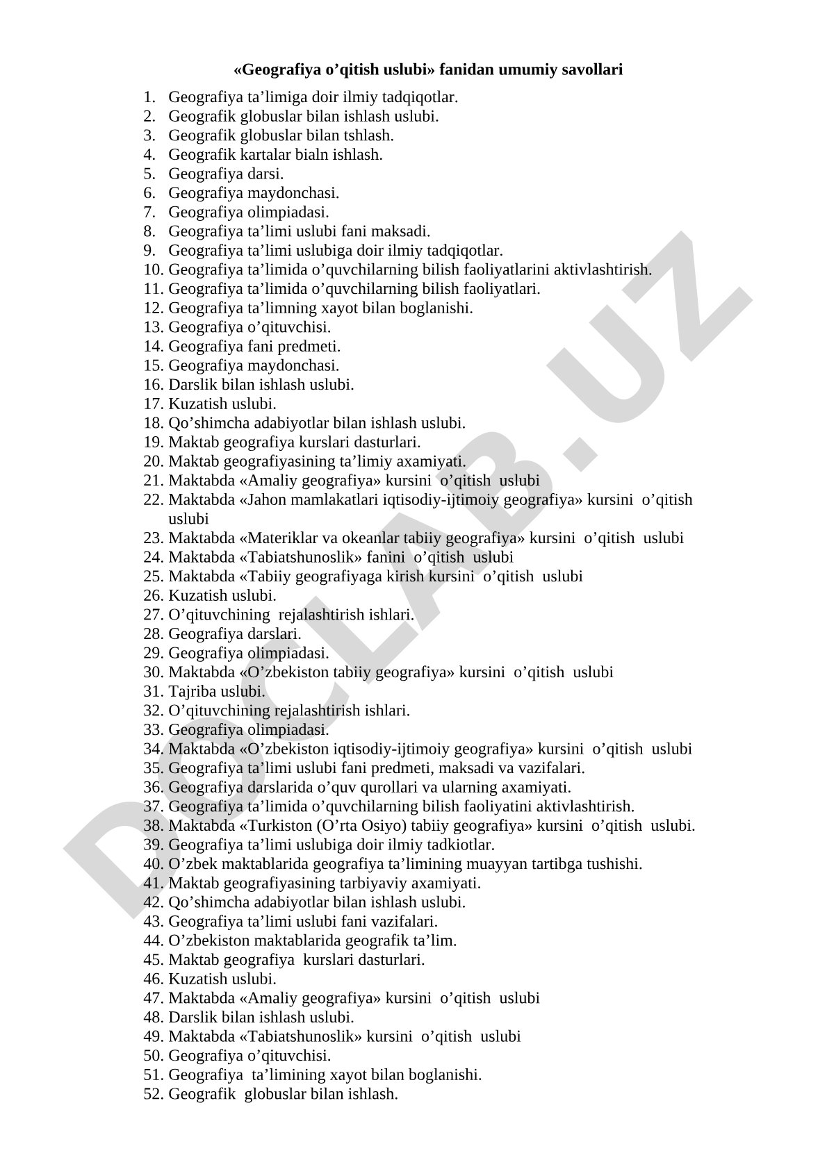 Geografiya o‘qitish uslubi