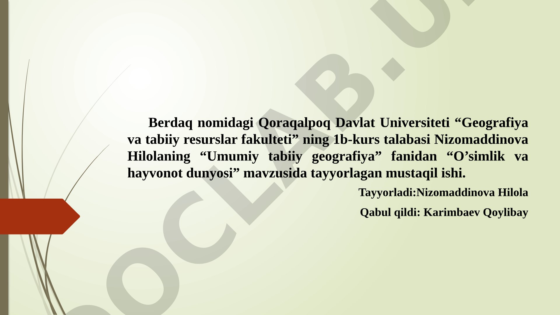 O'simlik va hayvonot dunyosi
