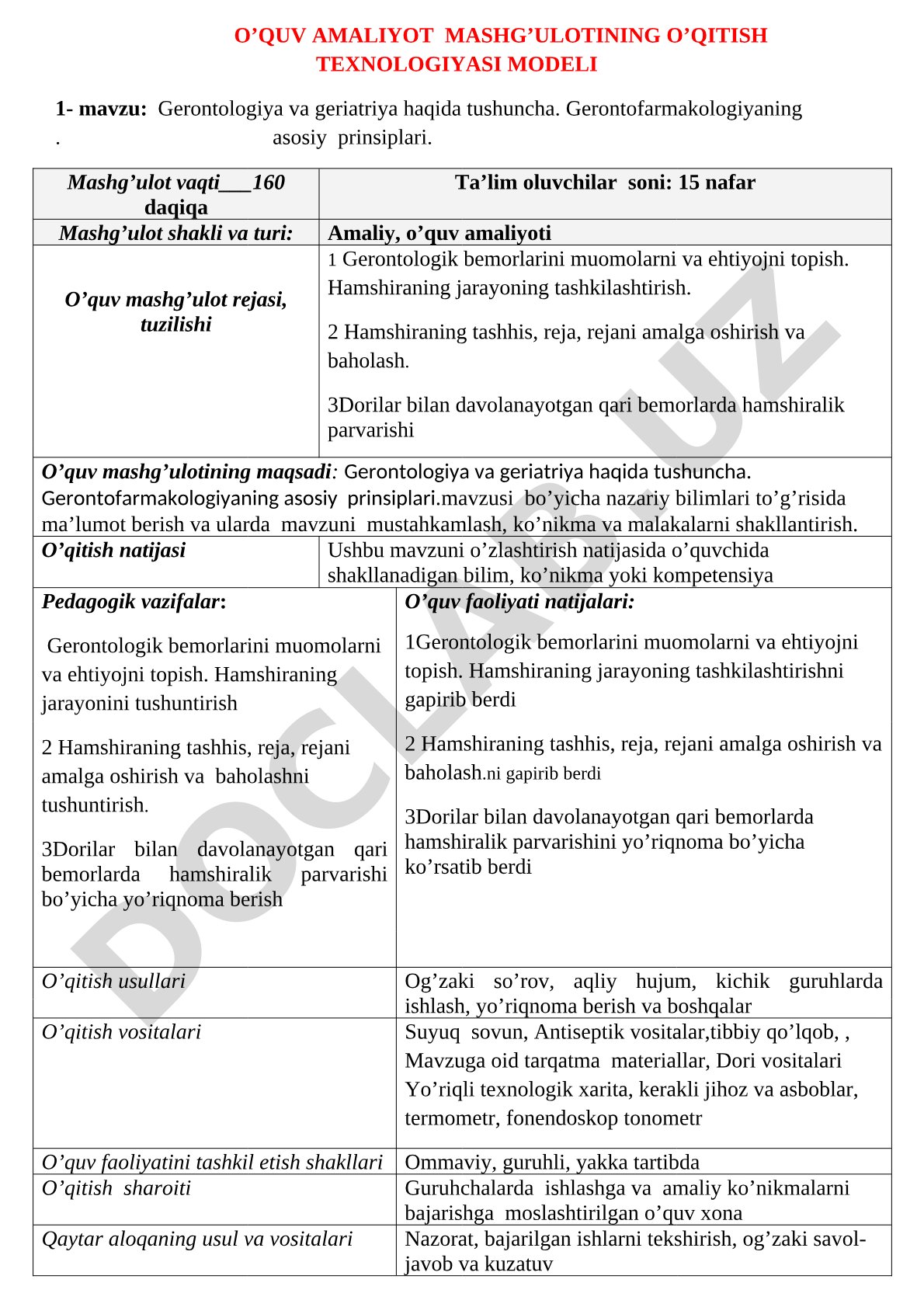 Gerontologiya va geriatriya haqida tushuncha. Gerontofarmakologiyaning asosiy prinsiplari