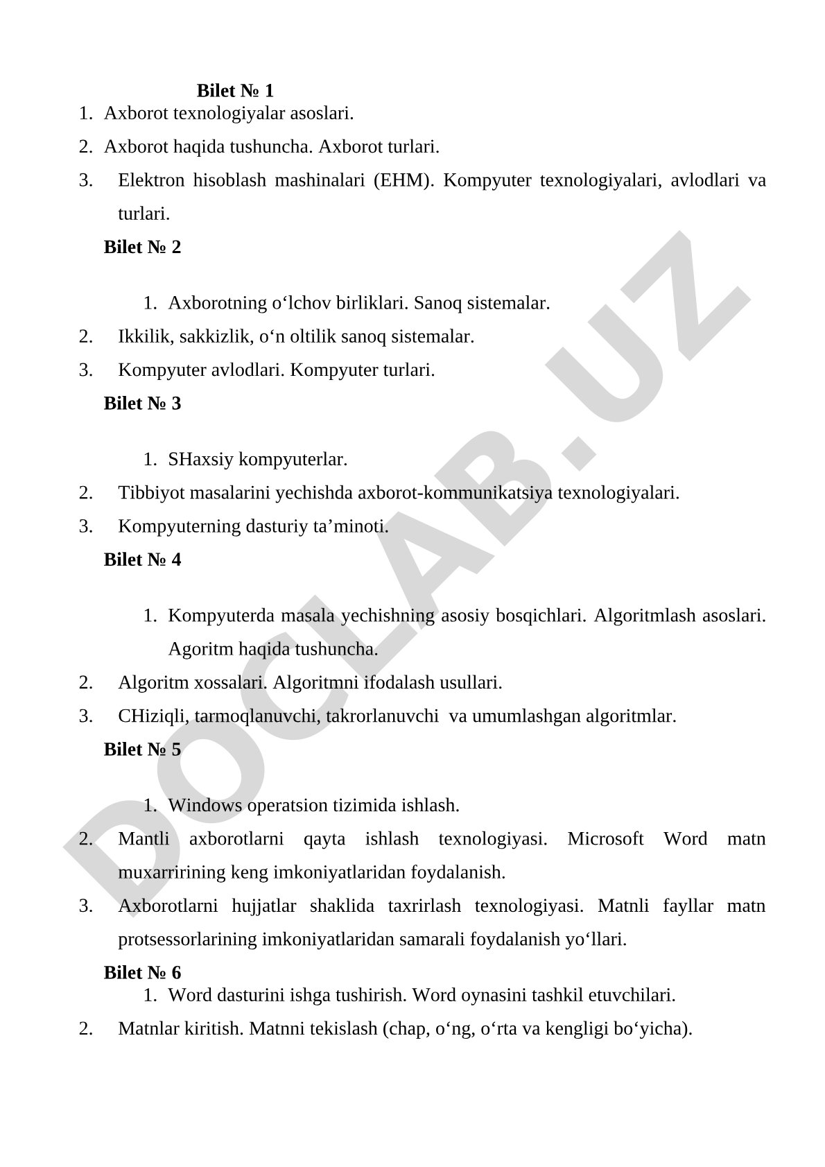 Axborot texnologiyalar asoslari