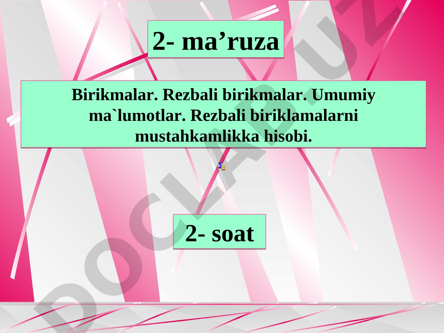 Birikmalar. Rezbali birikmalar. Umumiy ma`lumotlar. Rezbali biriklamalarni mustahkamlikka hisobi.